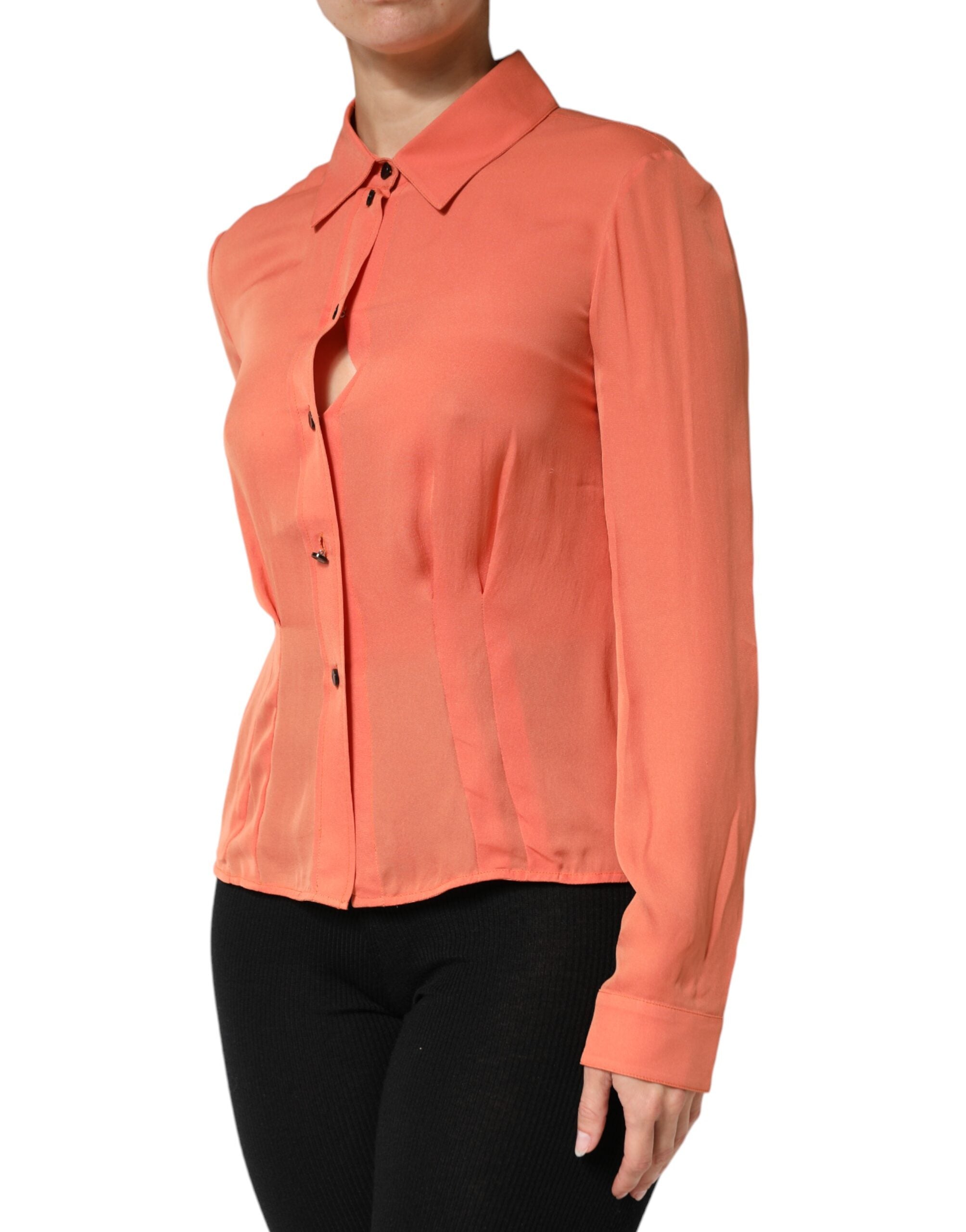 Emporio Armani Orange Long-Sleeve Button-Up Shirt