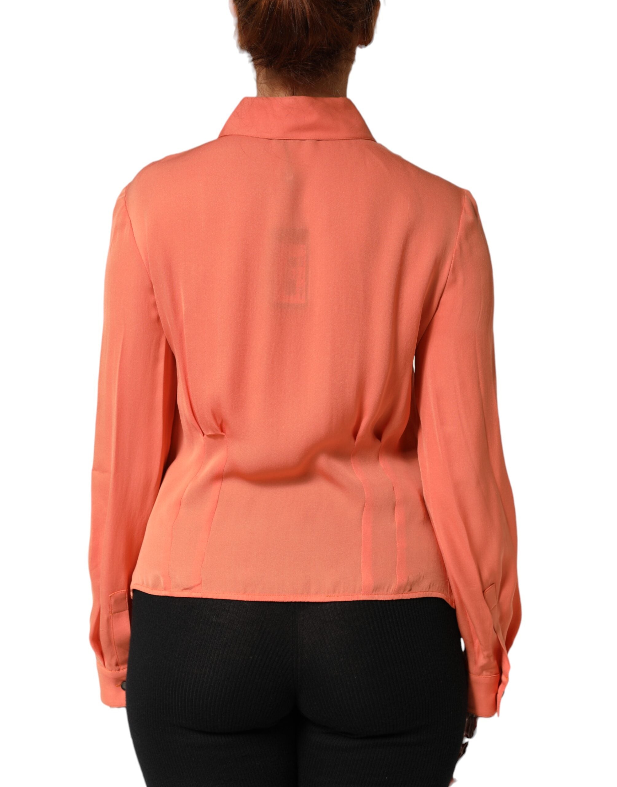Emporio Armani Orange Long-Sleeve Button-Up Shirt