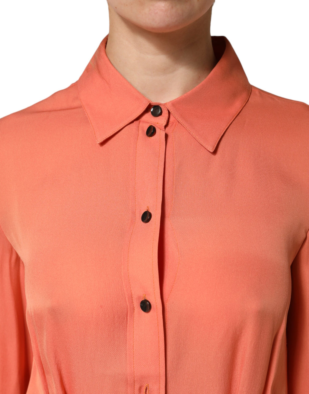Emporio Armani Orange Long-Sleeve Button-Up Shirt