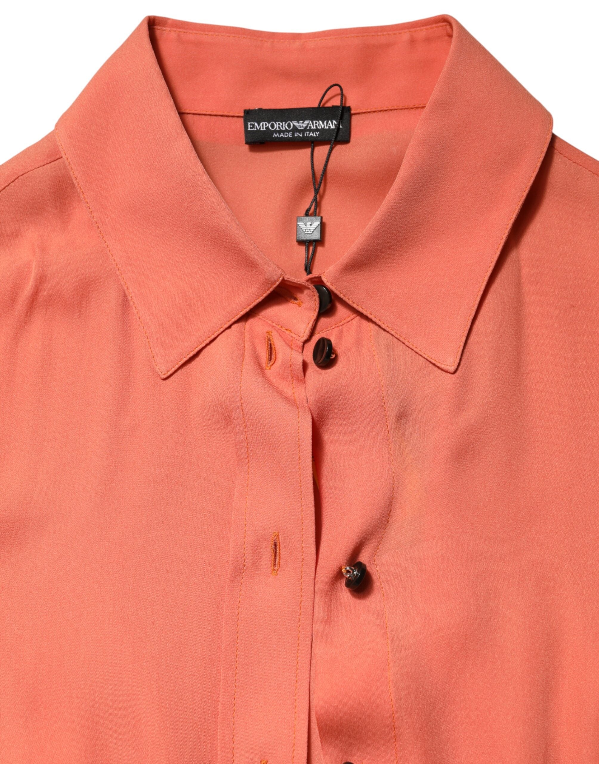 Emporio Armani Orange Long-Sleeve Button-Up Shirt