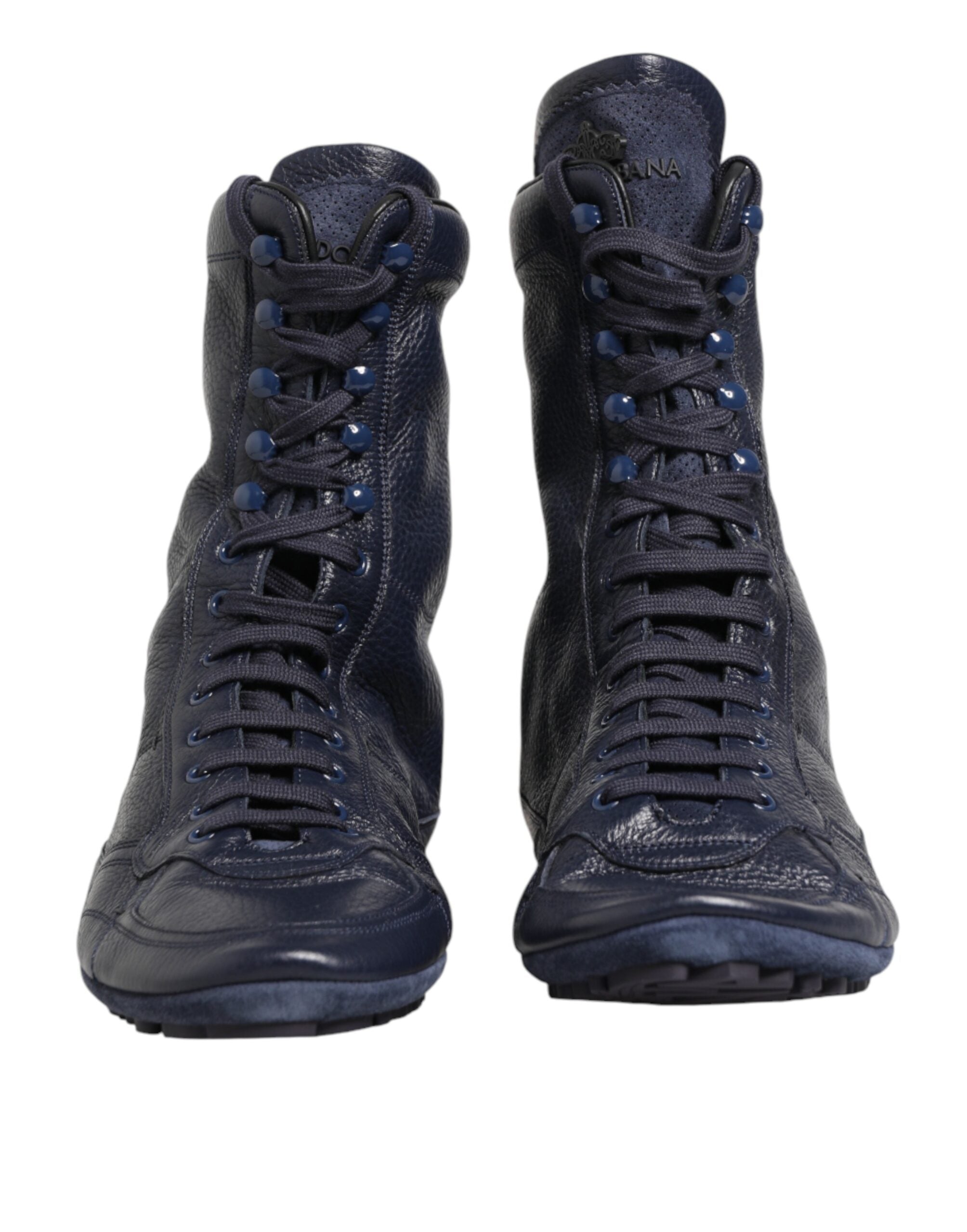 Dolce & Gabbana Dark Blue Deerskin Mid-Calf Boots