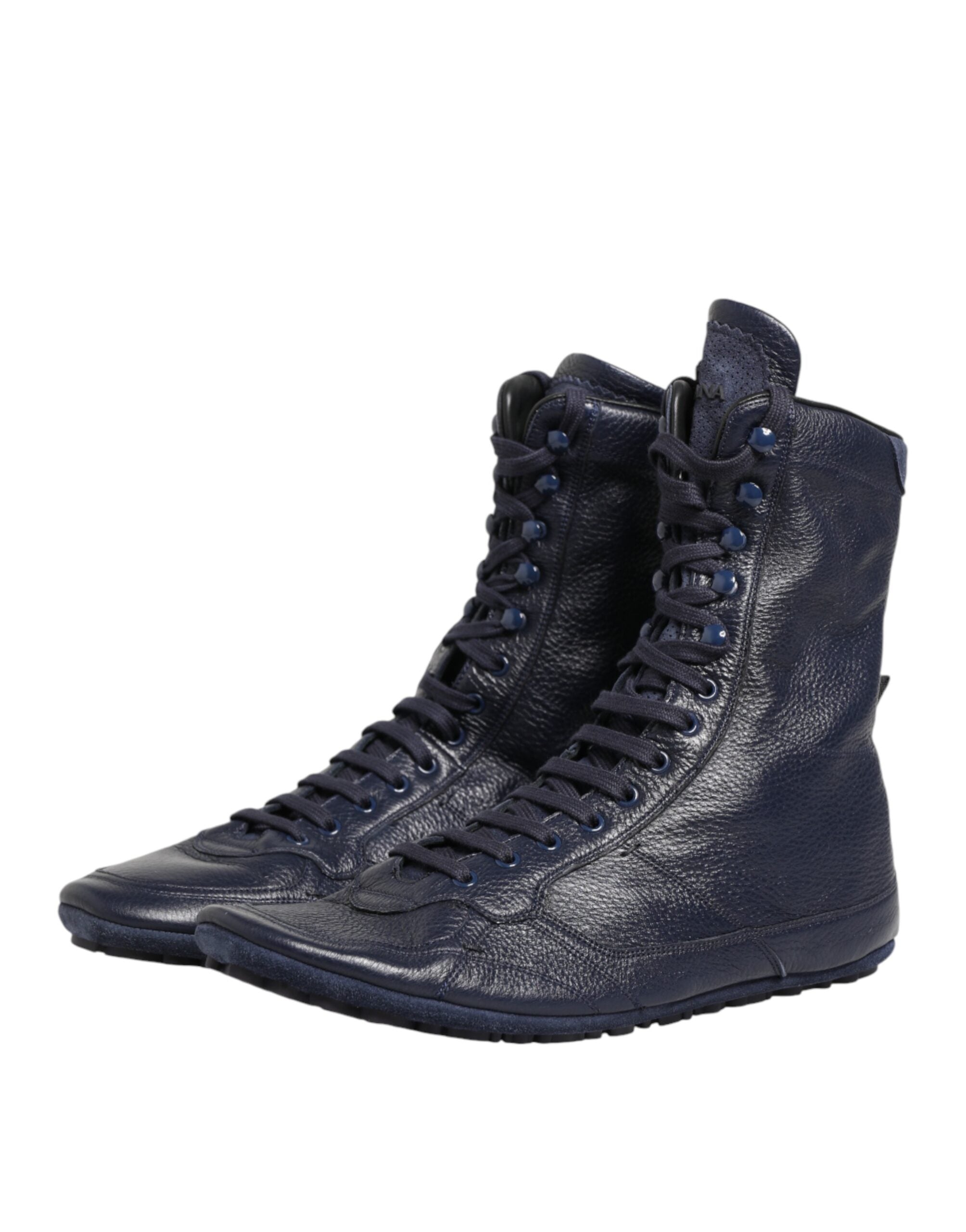 Dolce & Gabbana Dark Blue Deerskin Mid-Calf Boots