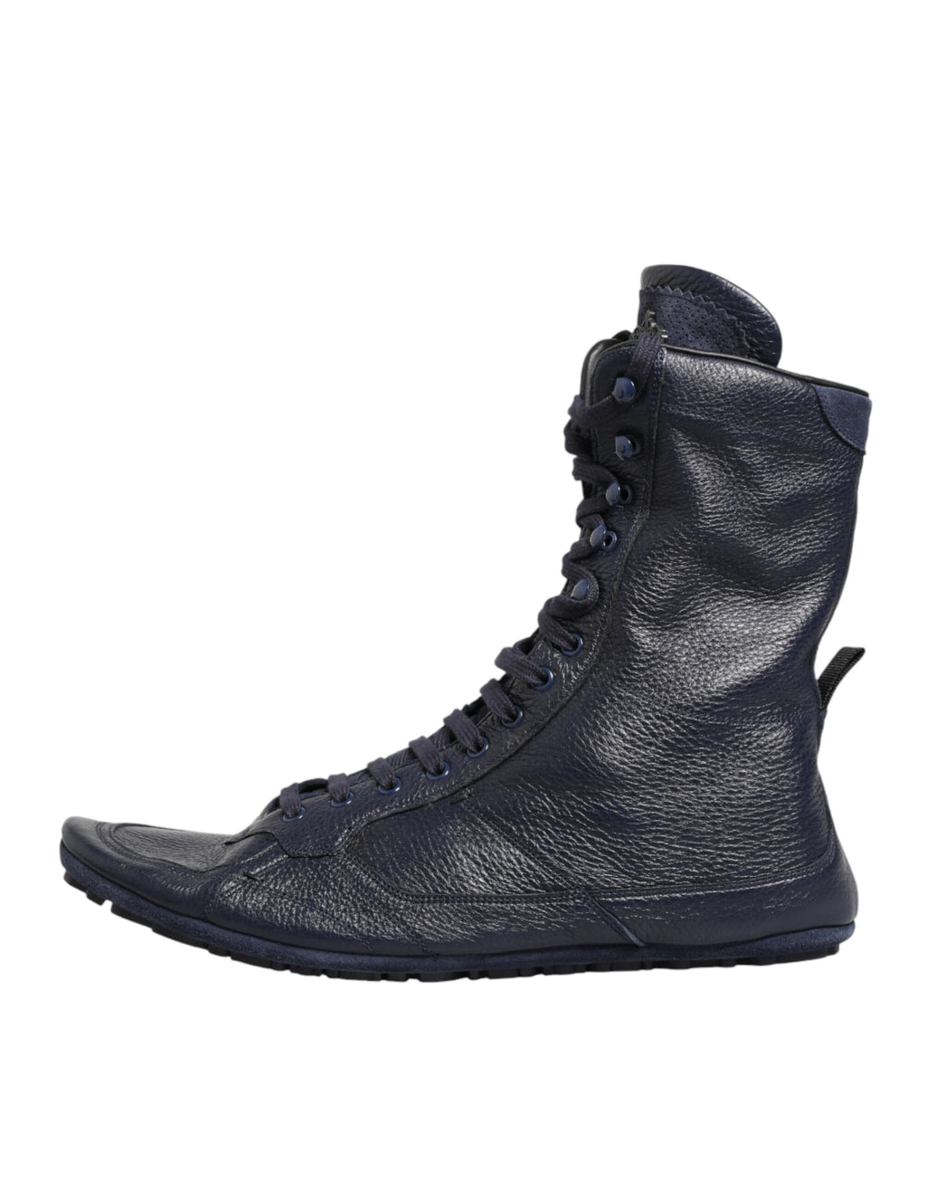 Dolce & Gabbana Dark Blue Deerskin Mid-Calf Boots