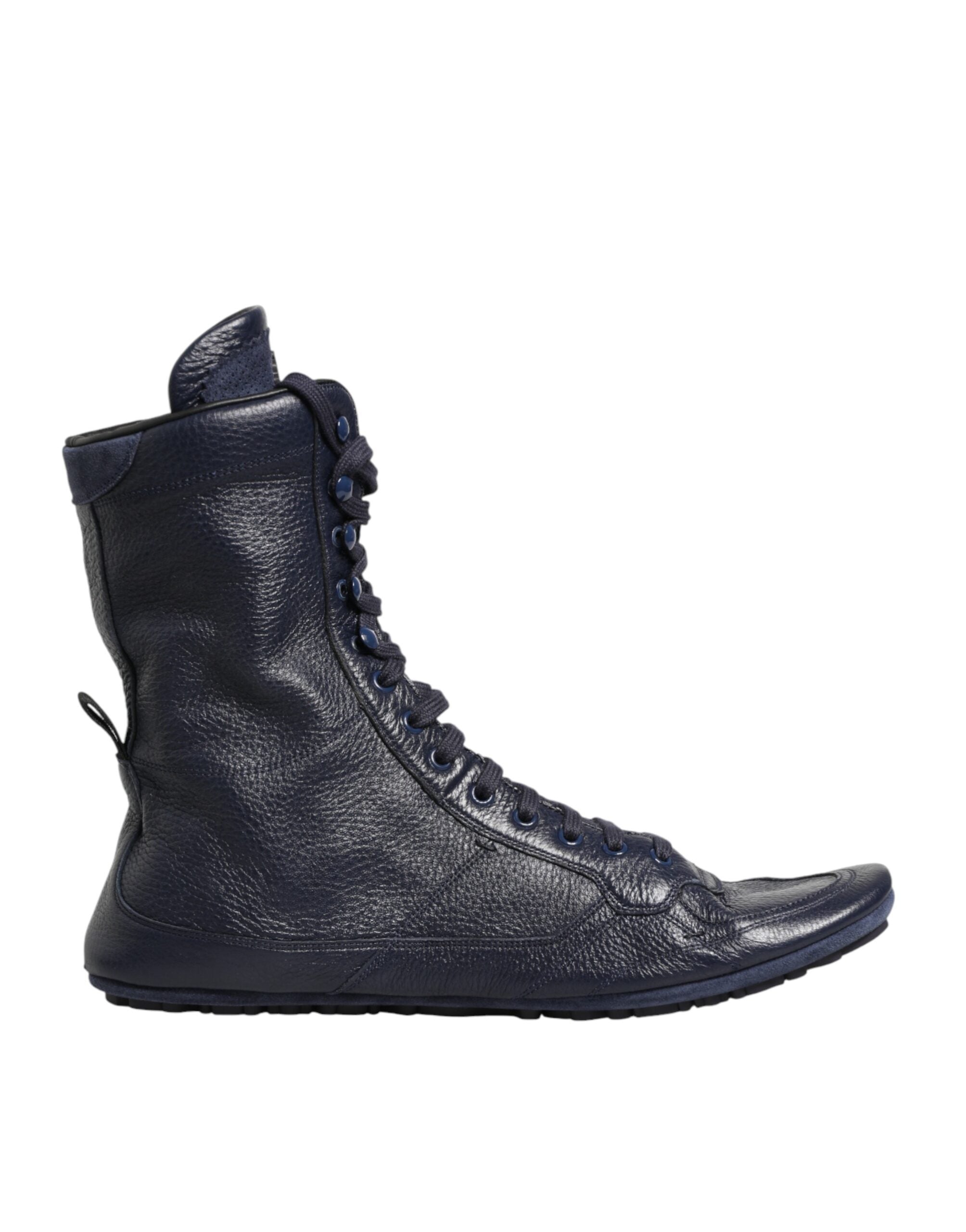 Dolce & Gabbana Dark Blue Deerskin Mid-Calf Boots