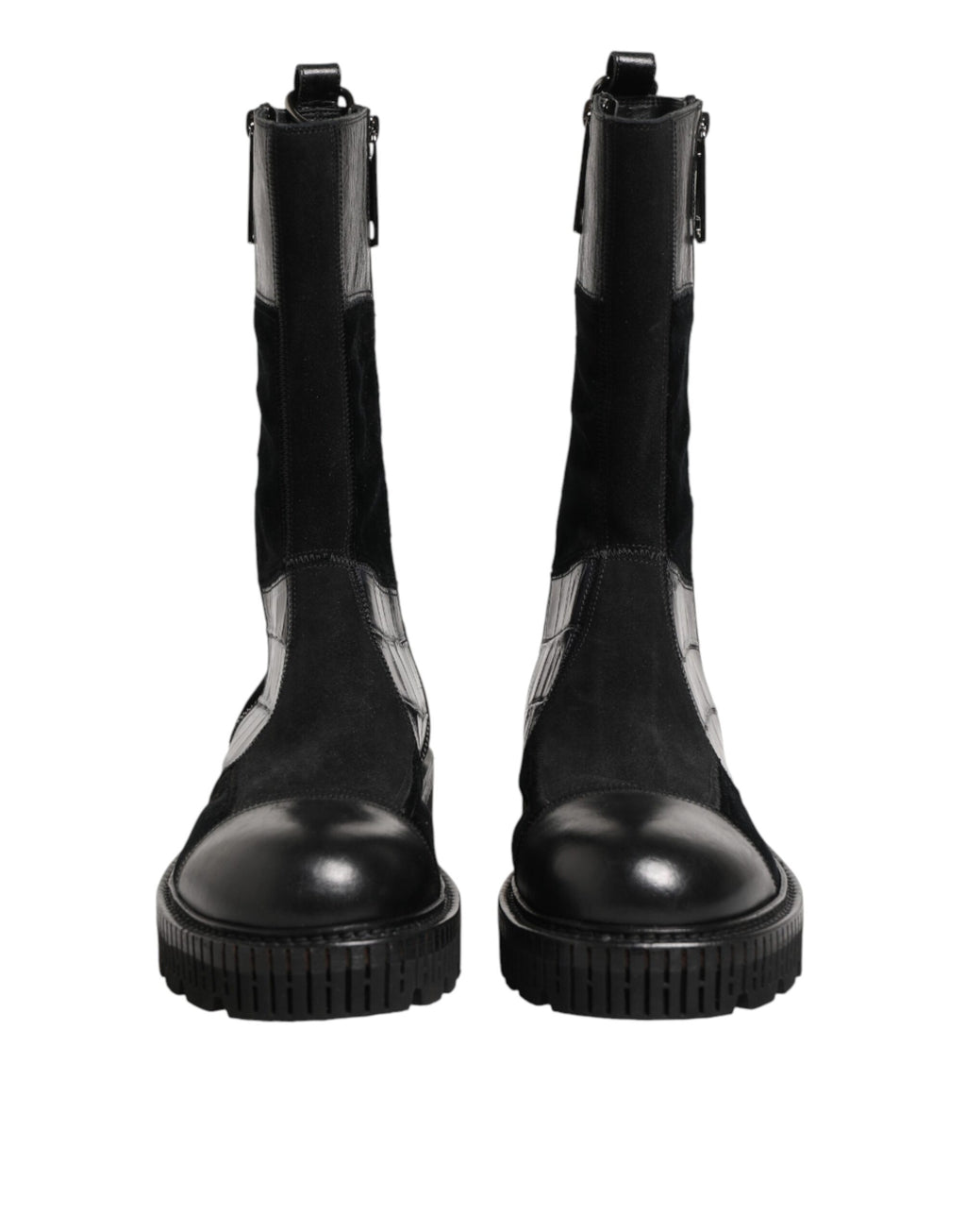 Dolce & Gabbana Schwarzer Patchwork-Leder-Halbstiefel