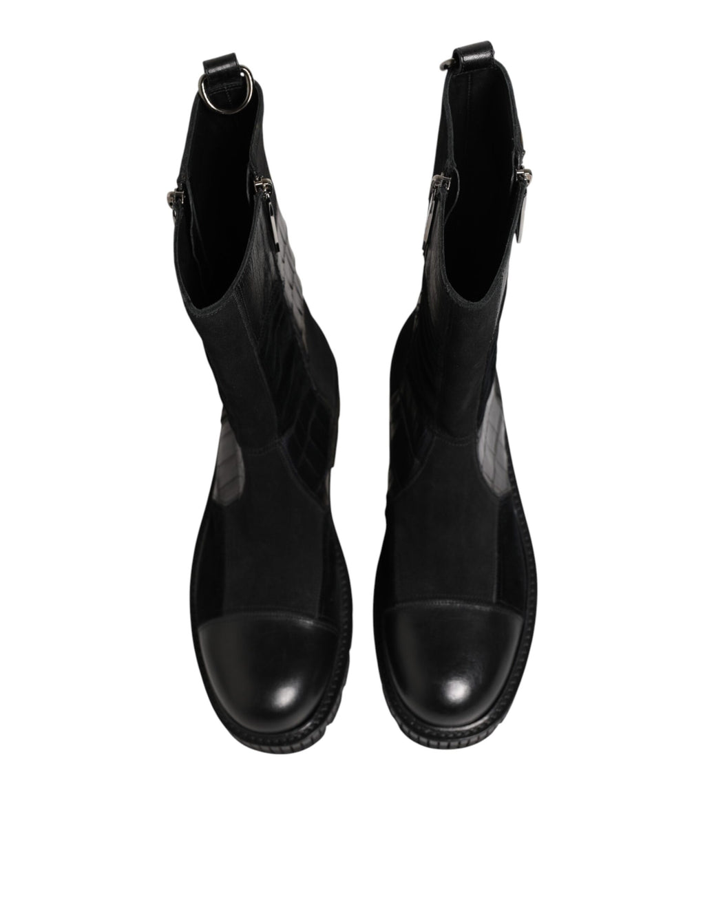Dolce & Gabbana Schwarzer Patchwork-Leder-Halbstiefel