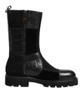Dolce & Gabbana Schwarzer Patchwork-Leder-Halbstiefel