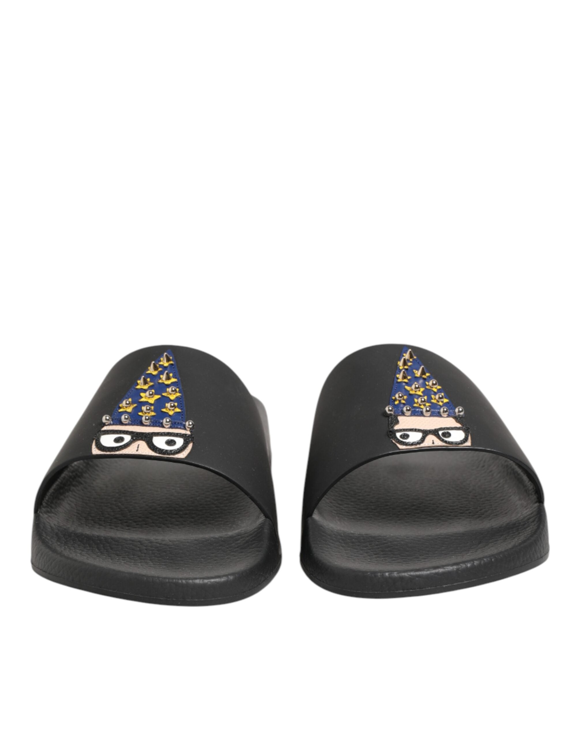 Dolce & Gabbana Schwarze Ledersandalen mit Riemen für den Strand