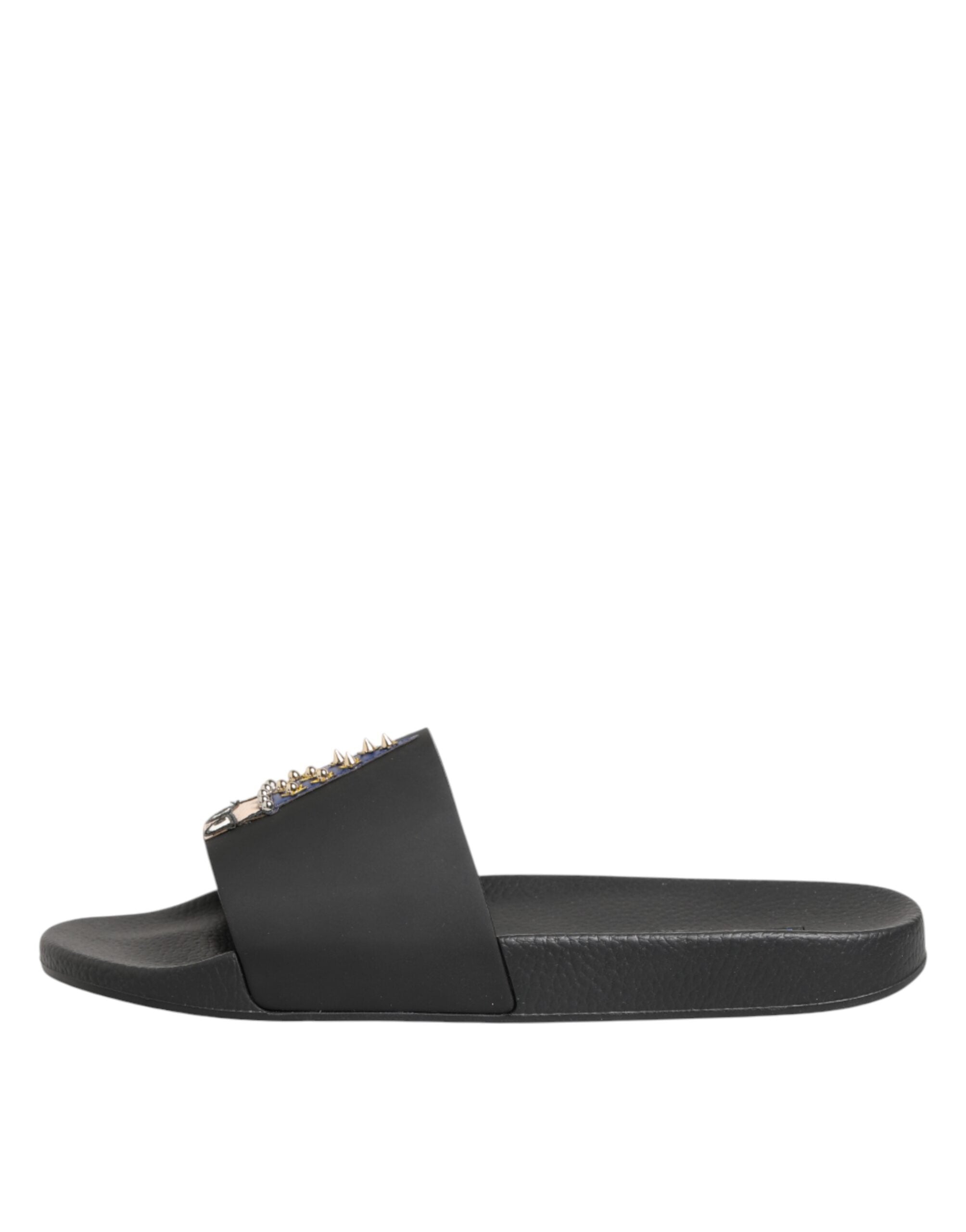 Dolce & Gabbana Schwarze Ledersandalen mit Riemen für den Strand