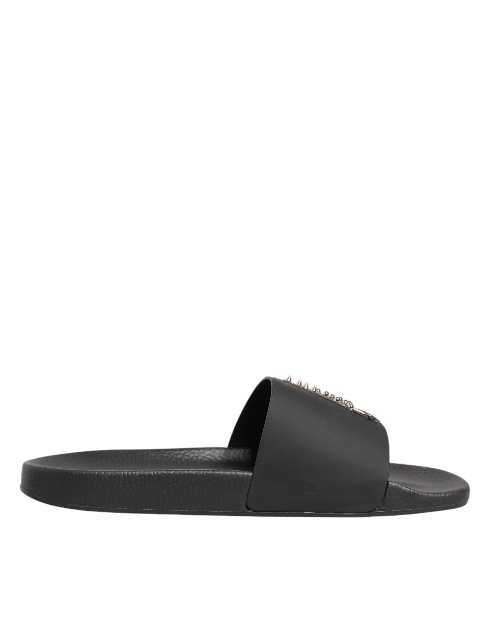 Dolce & Gabbana Schwarze Ledersandalen mit Riemen für den Strand