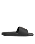 Dolce & Gabbana Schwarze Ledersandalen mit Riemen für den Strand