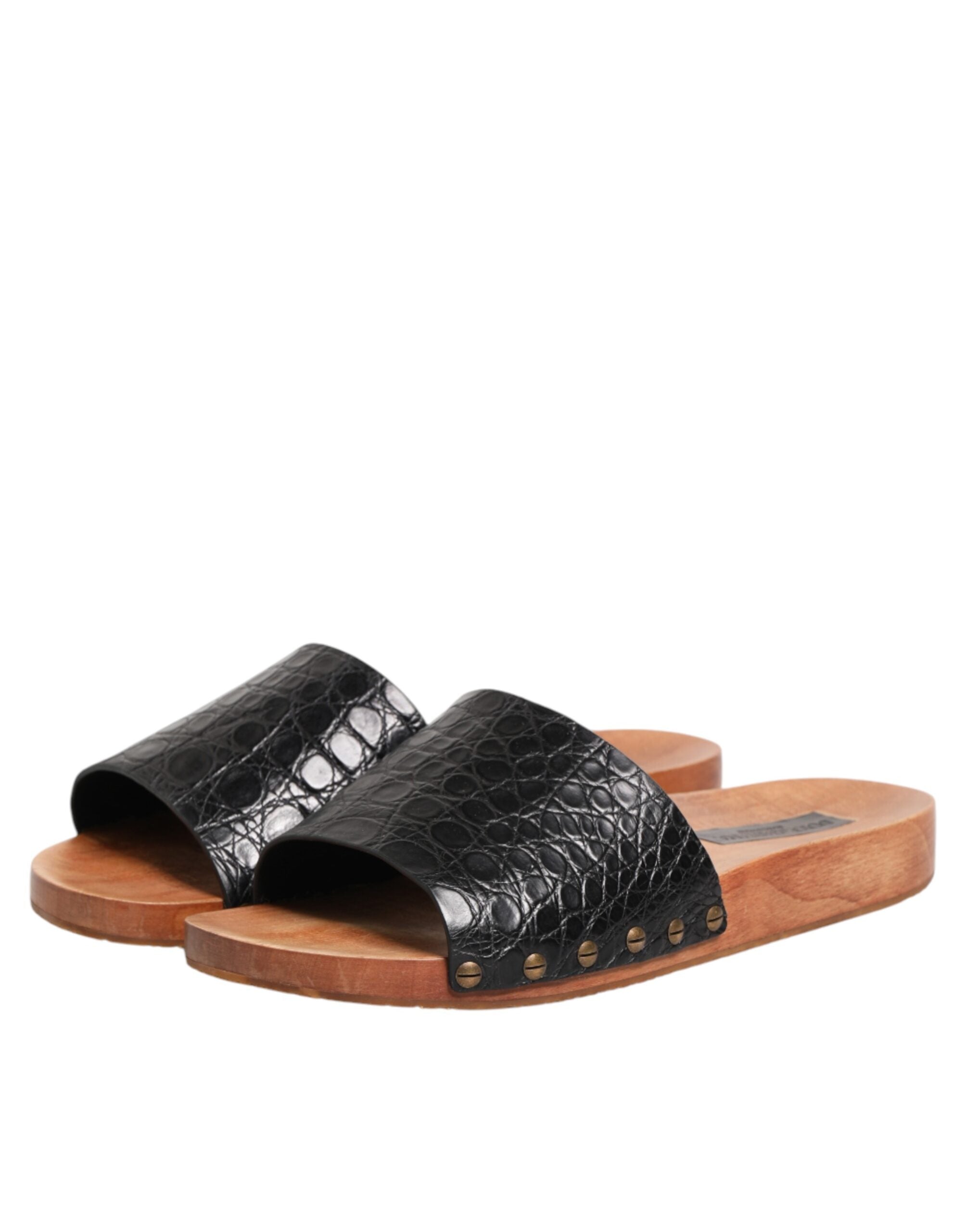 Dolce & Gabbana Black and Brown Leather Sandals