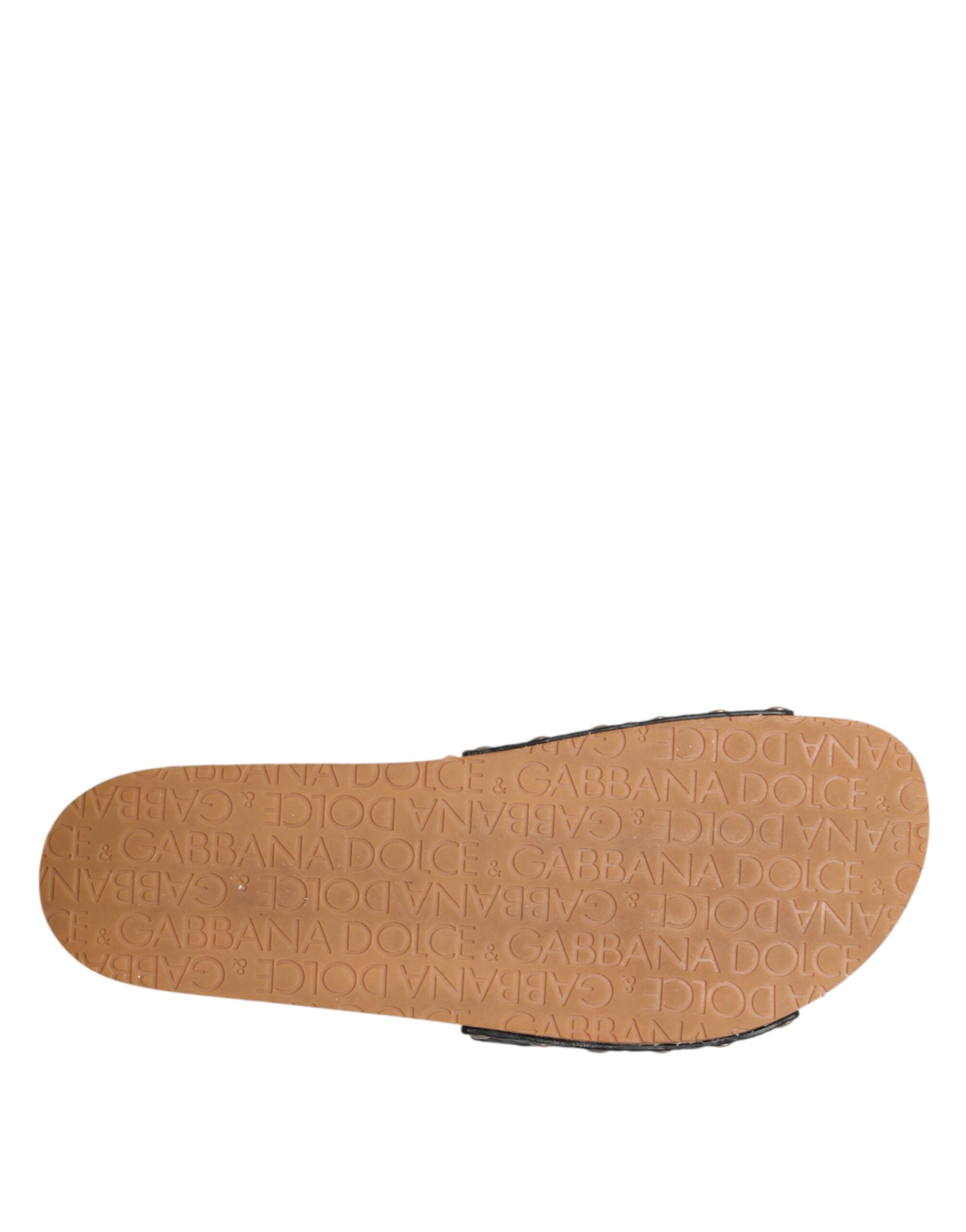 Dolce & Gabbana Black and Brown Leather Sandals