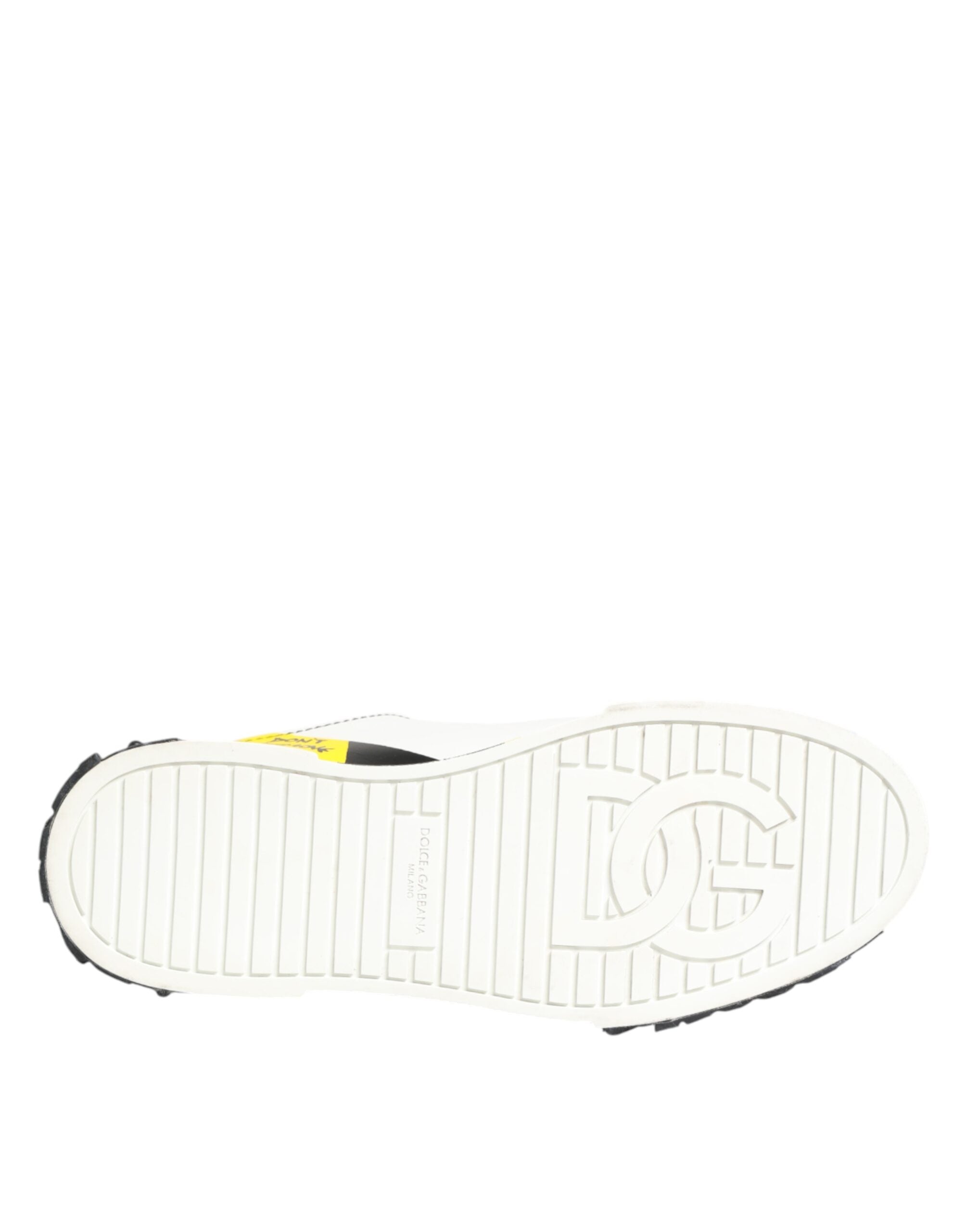 Dolce & Gabbana Mehrfarbige Leder-Graffiti-Sneakers mit niedrigem Schaft