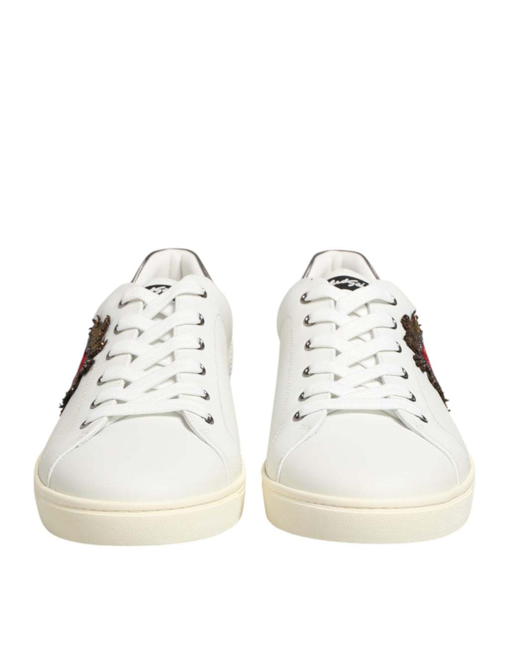 Dolce & Gabbana Weiße Sneakers aus Leder mit Herz-Applikation