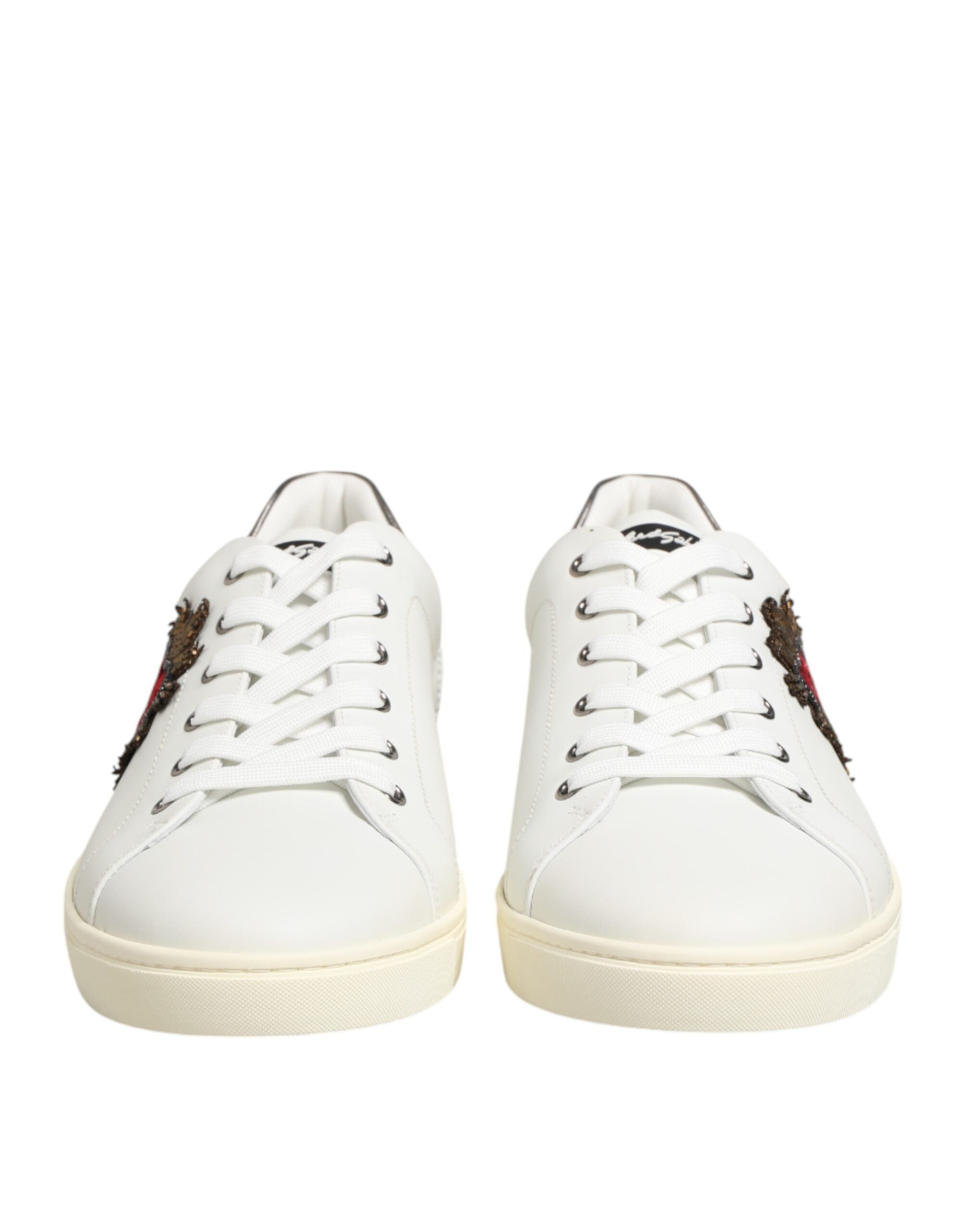 Dolce & Gabbana Weiße Sneakers aus Leder mit Herz-Applikation