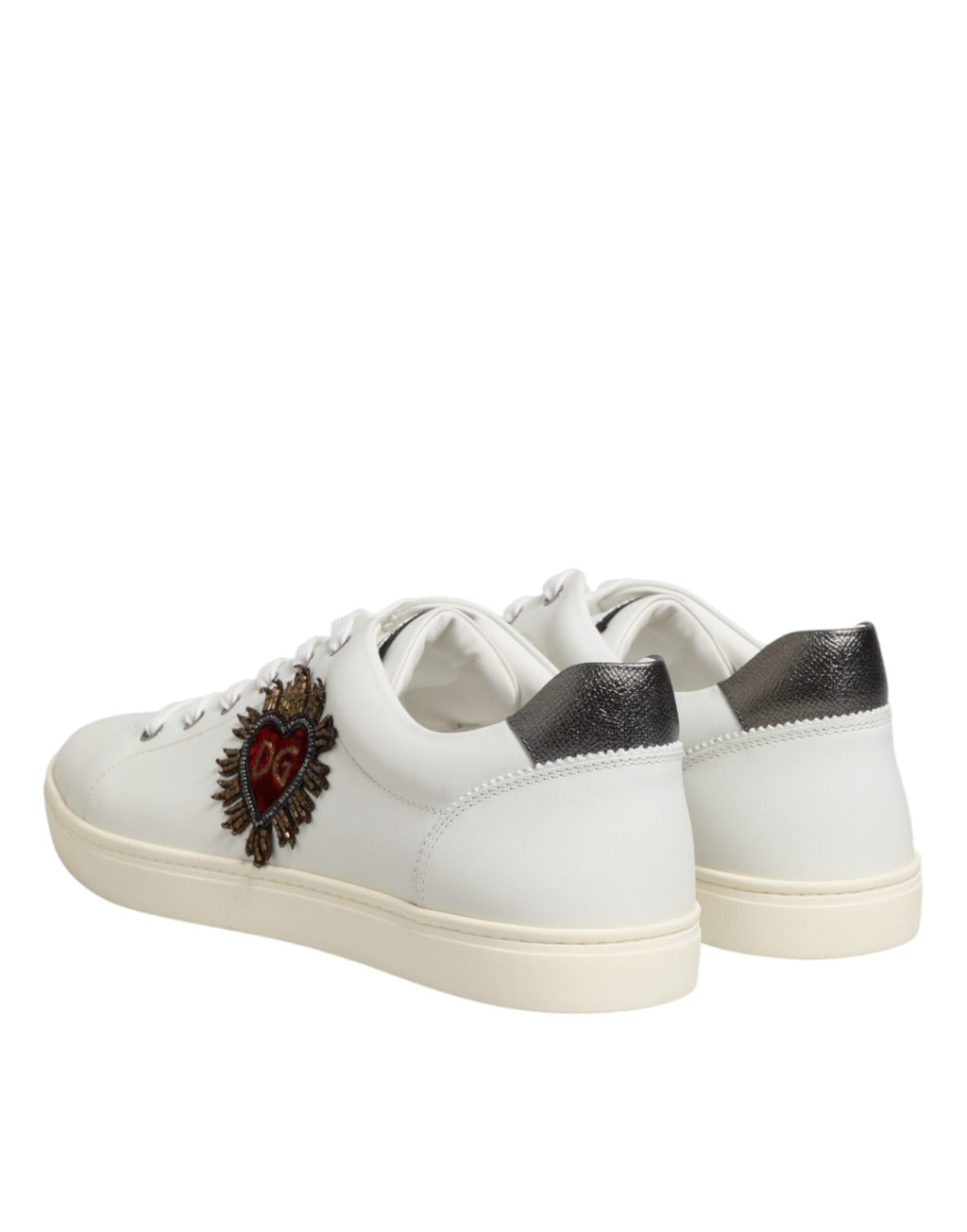 Dolce & Gabbana Weiße Sneakers aus Leder mit Herz-Applikation