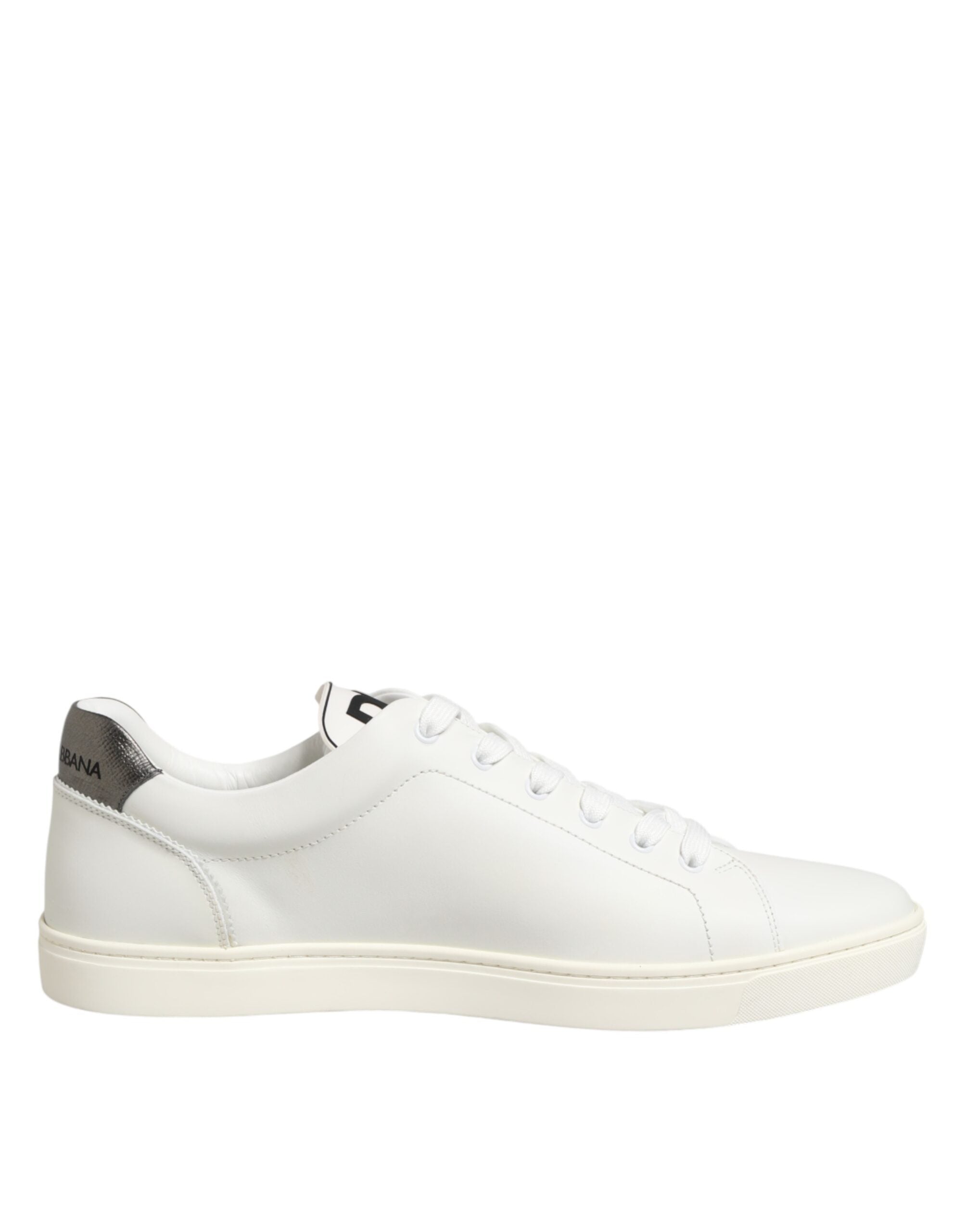 Dolce & Gabbana White Leather Sneakers with Heart Appliqué