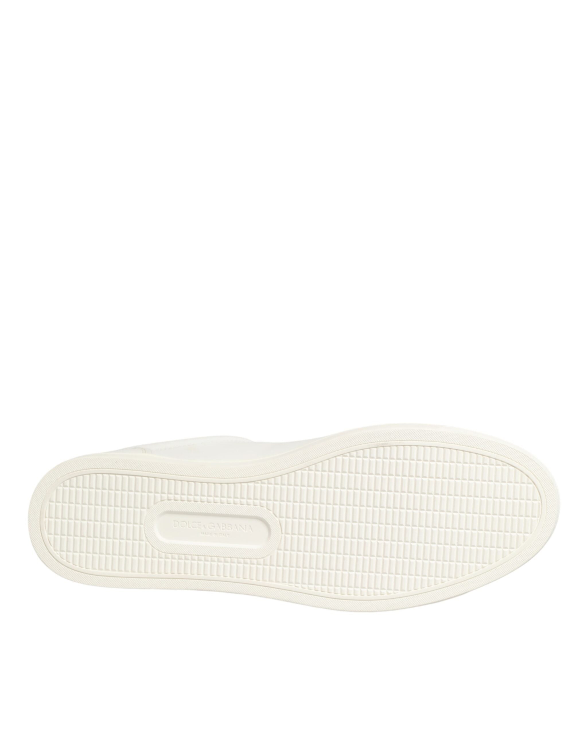 Dolce & Gabbana White Leather Sneakers with Heart Appliqué