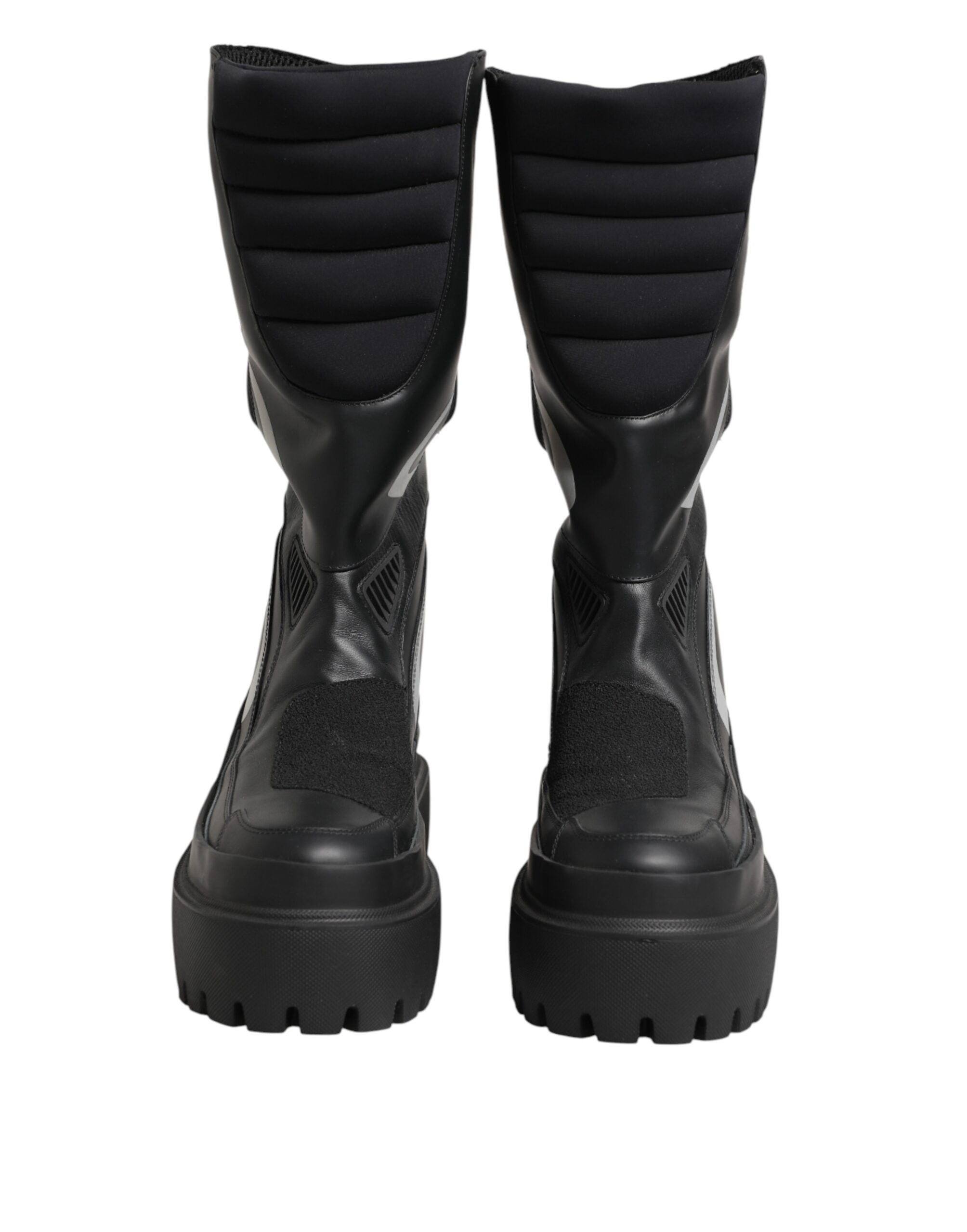 Dolce & Gabbana Black Mid-Calf Leather Biker Boots