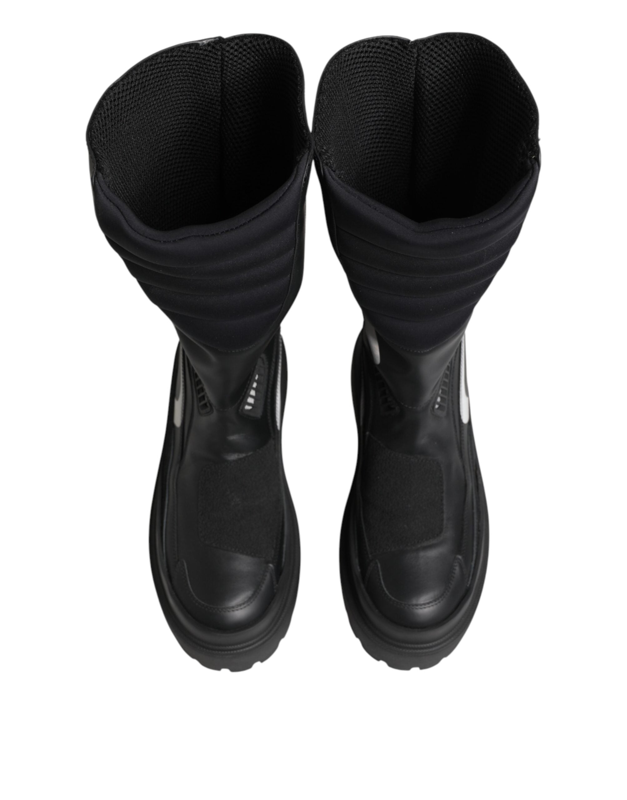 Dolce & Gabbana Black Mid-Calf Leather Biker Boots