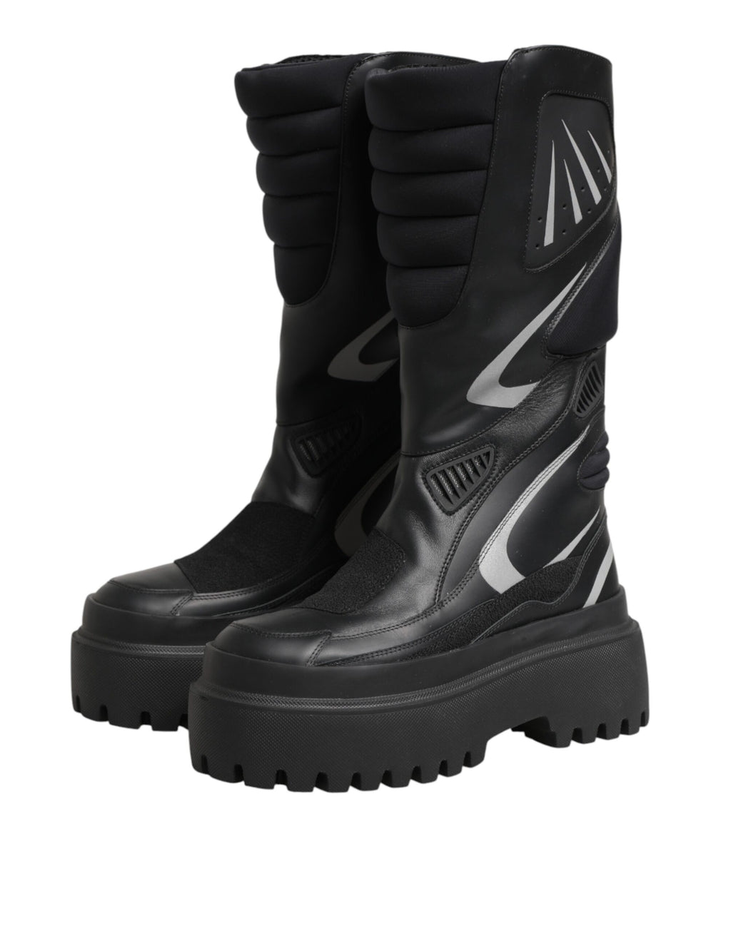 Dolce & Gabbana Black Mid-Calf Leather Biker Boots