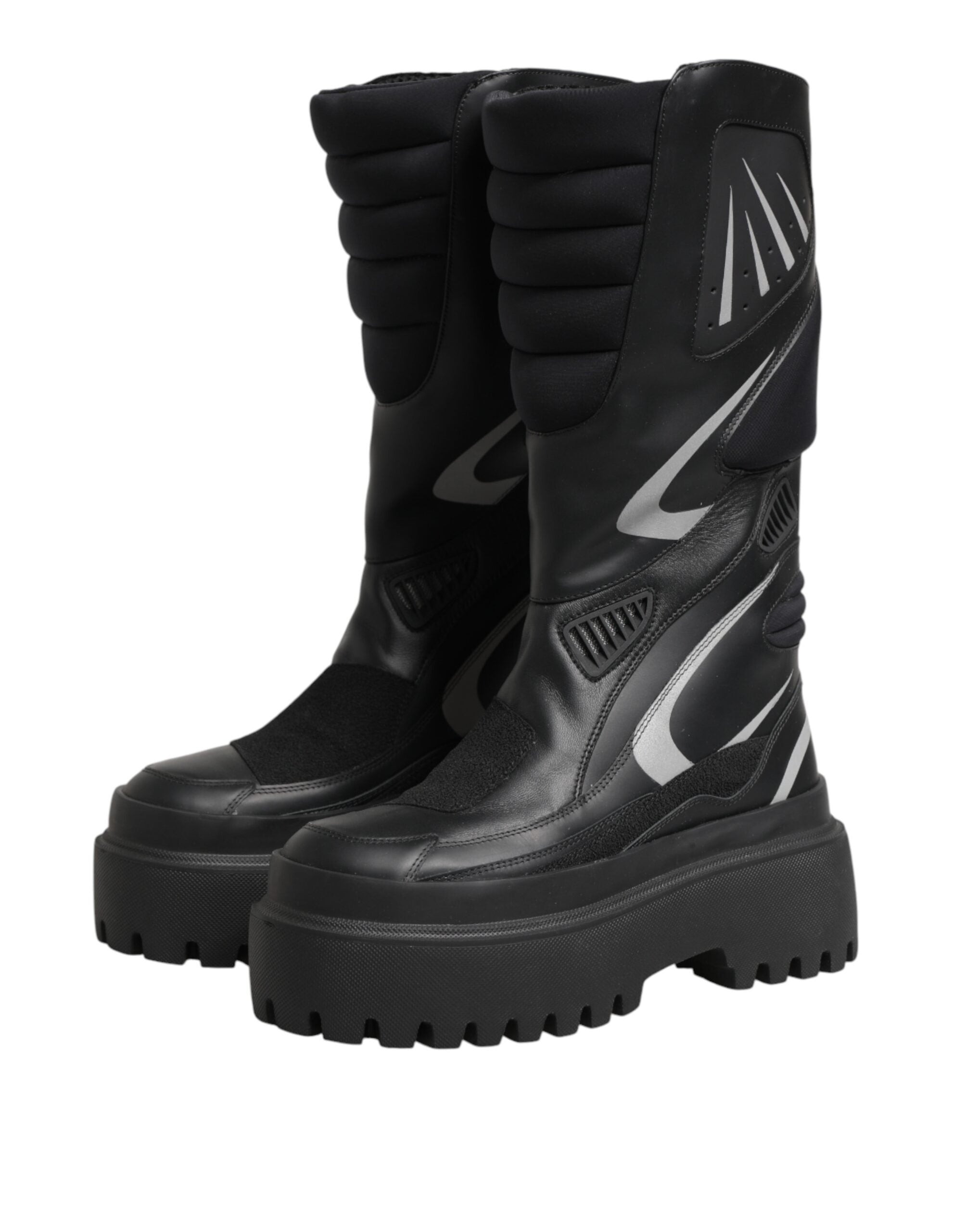 Dolce & Gabbana Black Mid-Calf Leather Biker Boots