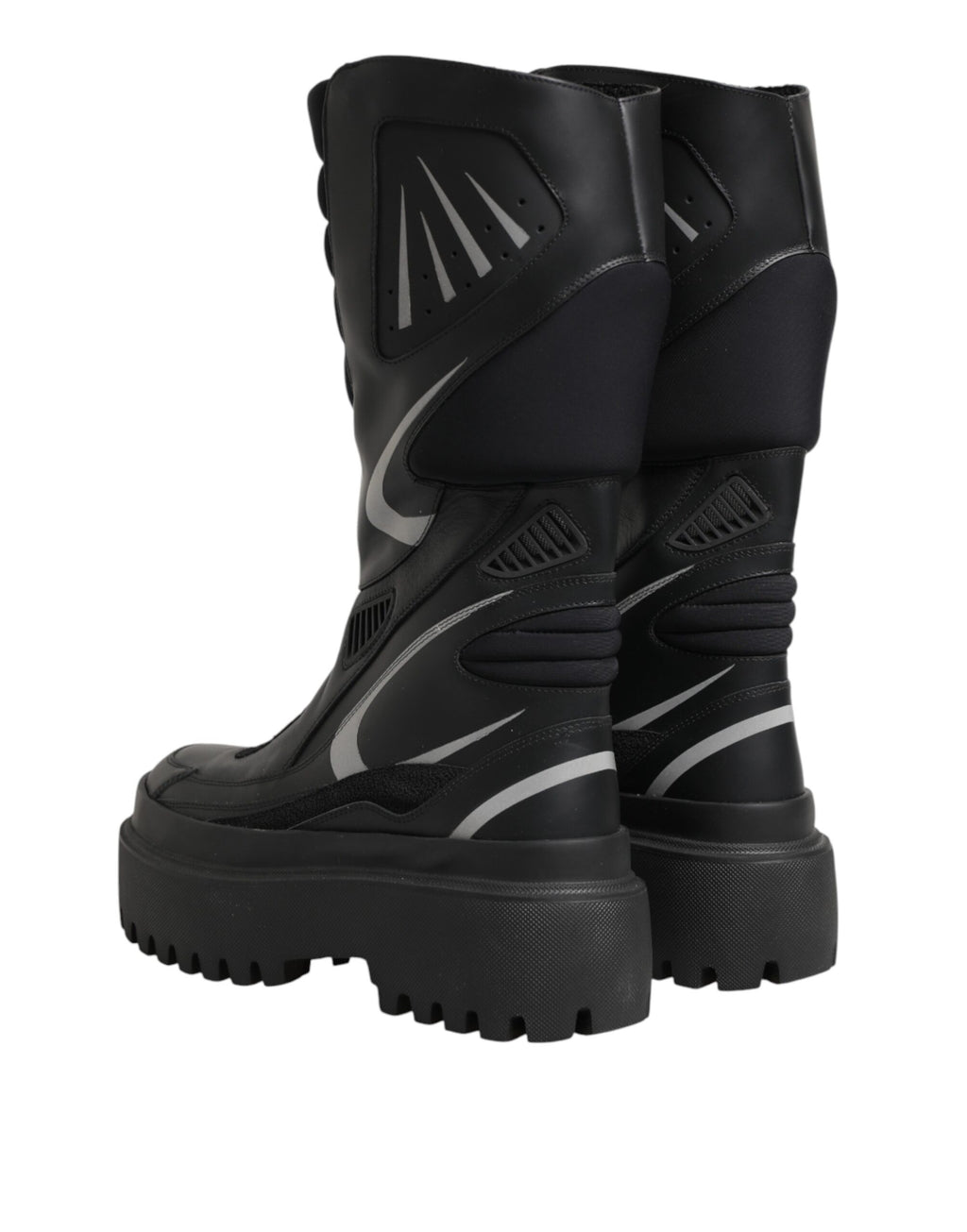 Dolce & Gabbana Black Mid-Calf Leather Biker Boots