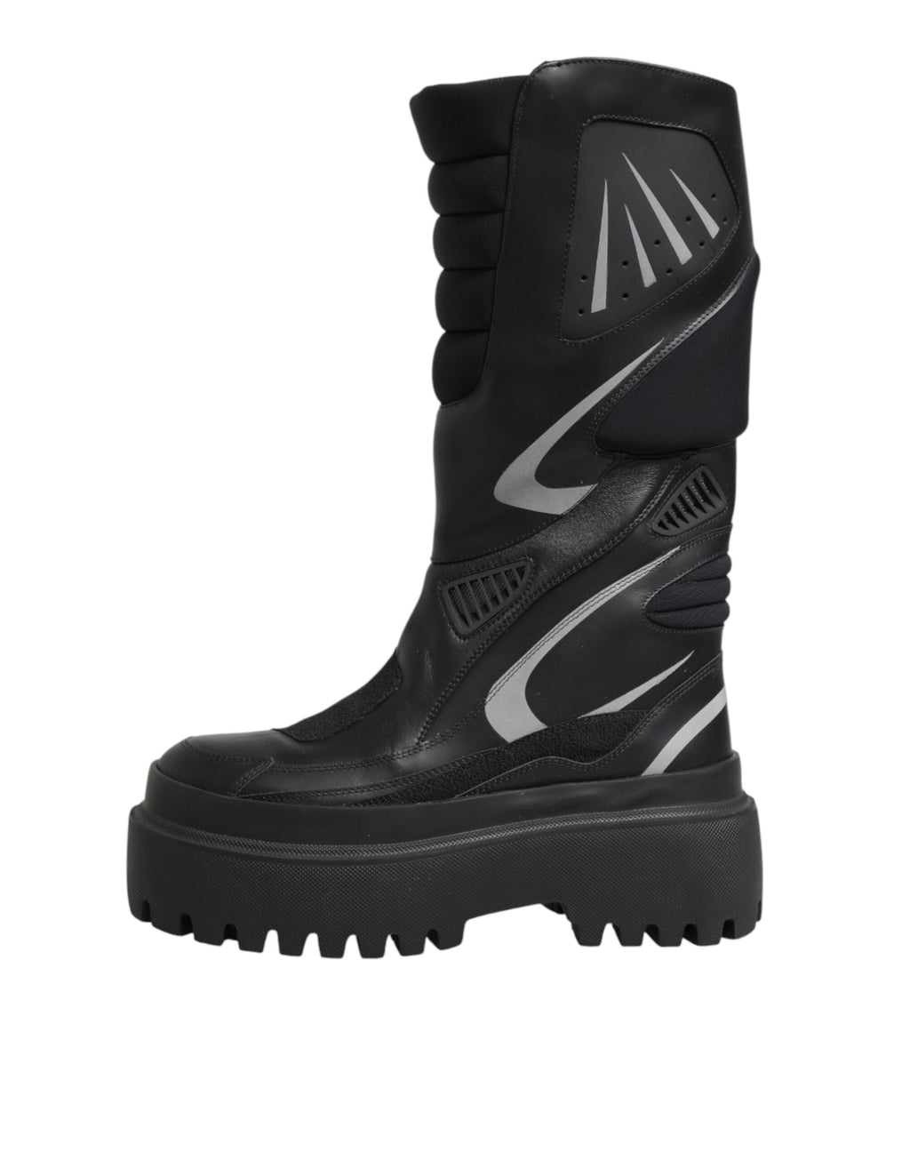 Dolce & Gabbana Black Mid-Calf Leather Biker Boots