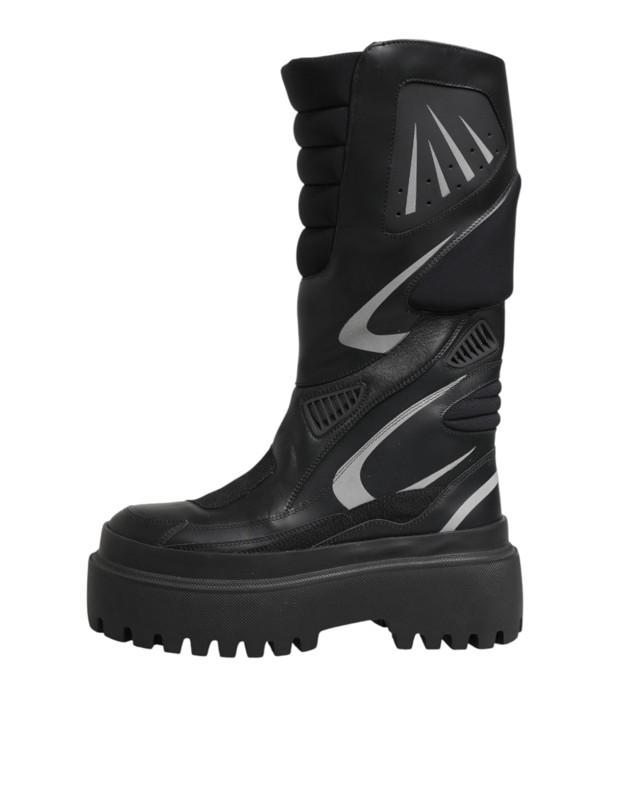 Dolce & Gabbana Black Mid-Calf Leather Biker Boots