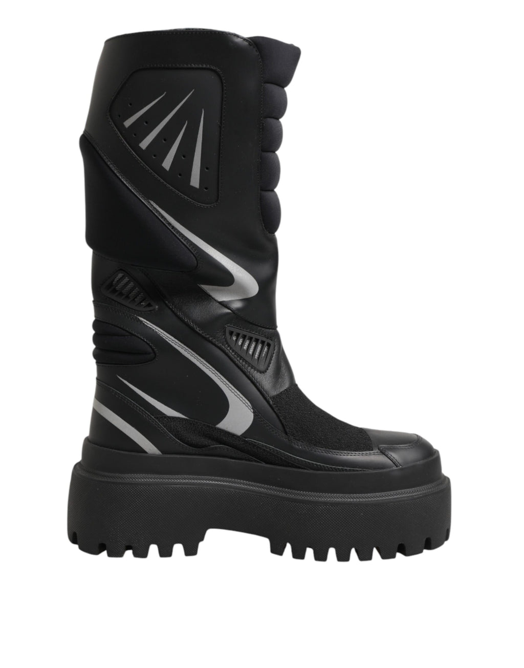 Dolce & Gabbana Black Mid-Calf Leather Biker Boots