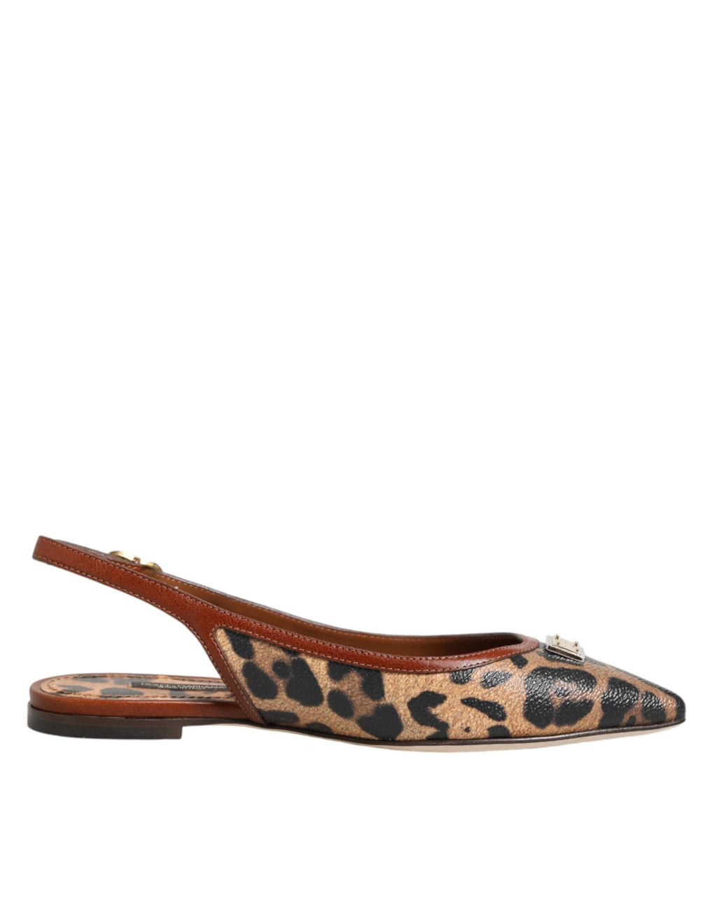 Dolce & Gabbana Braune Slingback-Ballerinas mit Leopardenmuster