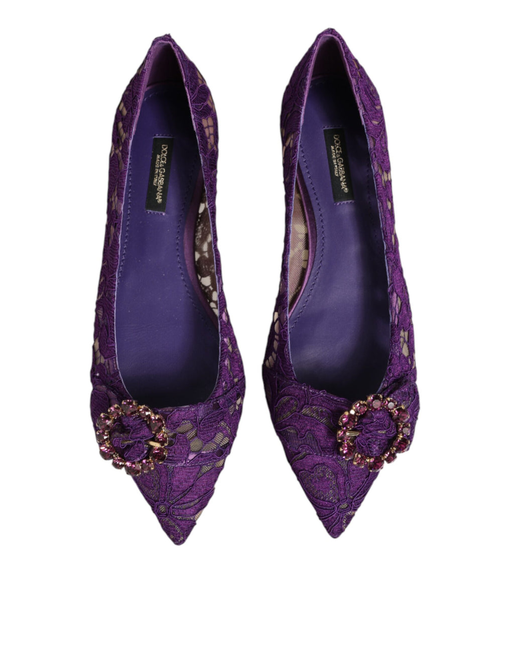 Dolce & Gabbana Lila Taormina-Spitzen-Ballerinas mit Kristallen