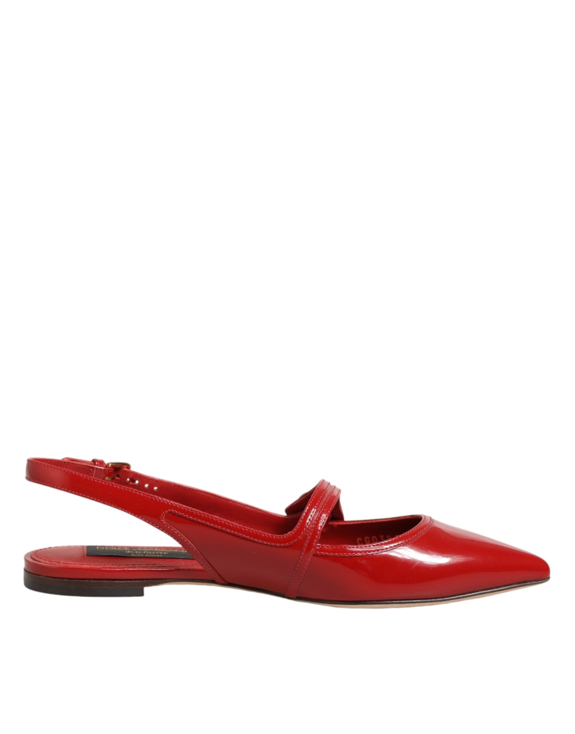 Dolce & Gabbana Red Leather Slingback Ballerinas