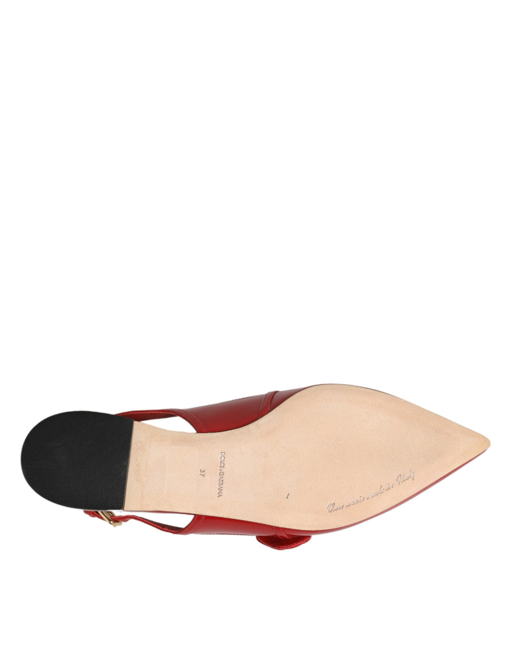 Dolce & Gabbana Red Leather Slingback Ballerinas