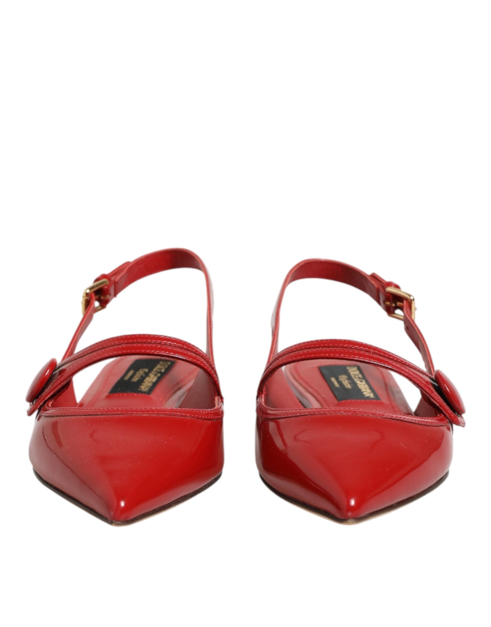 Dolce & Gabbana Red Leather Slingback Ballerinas