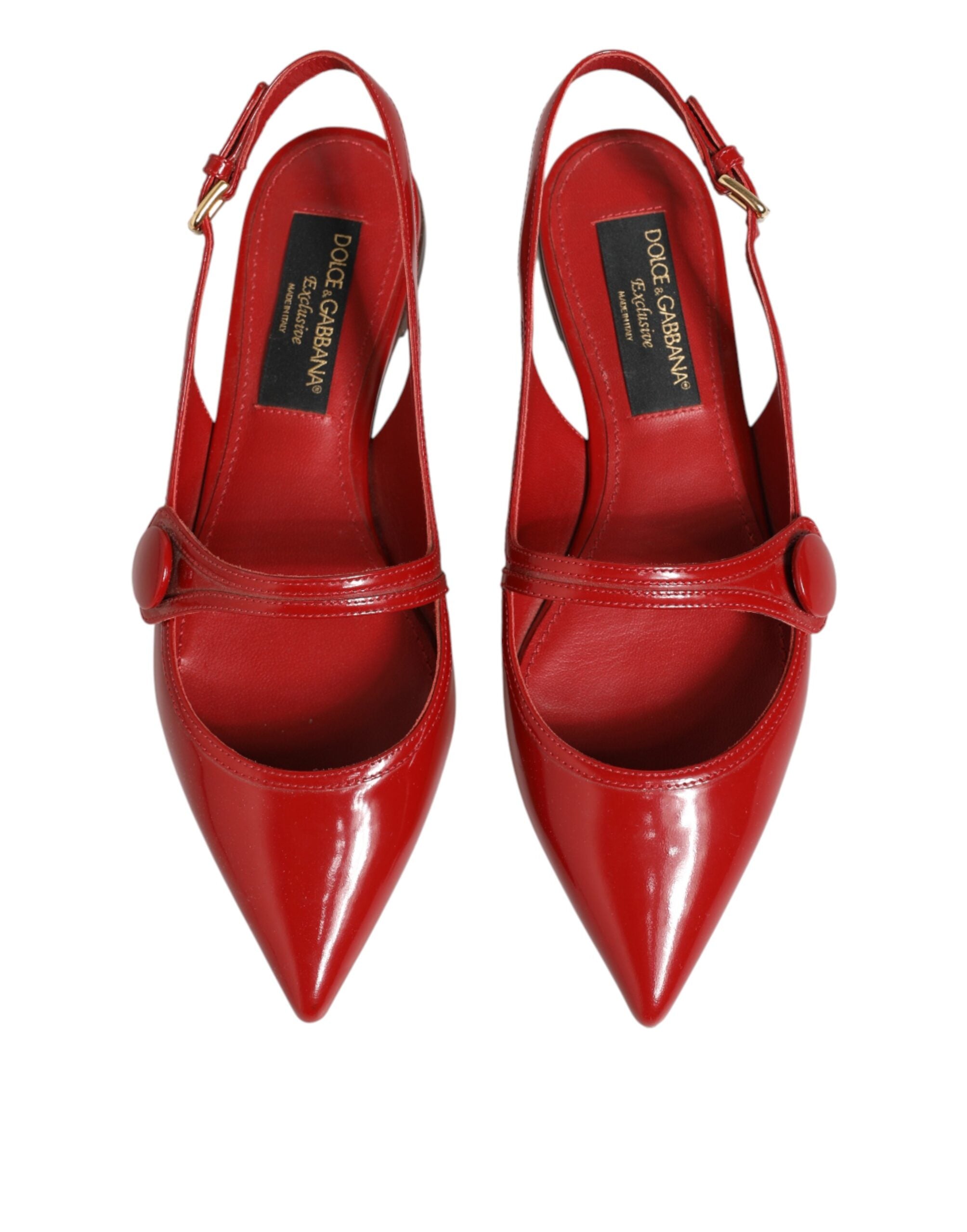 Dolce & Gabbana Red Leather Slingback Ballerinas