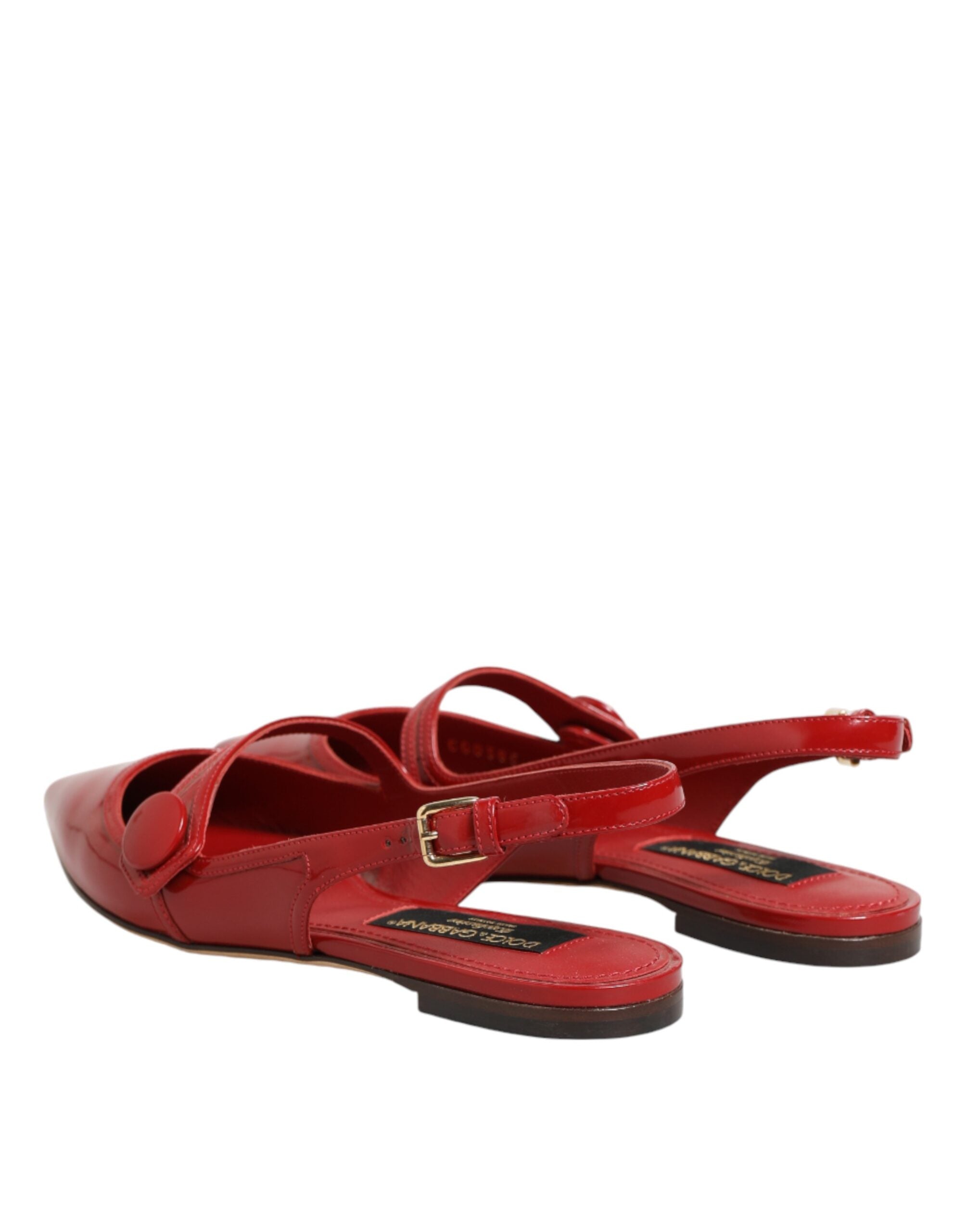 Dolce & Gabbana Red Leather Slingback Ballerinas