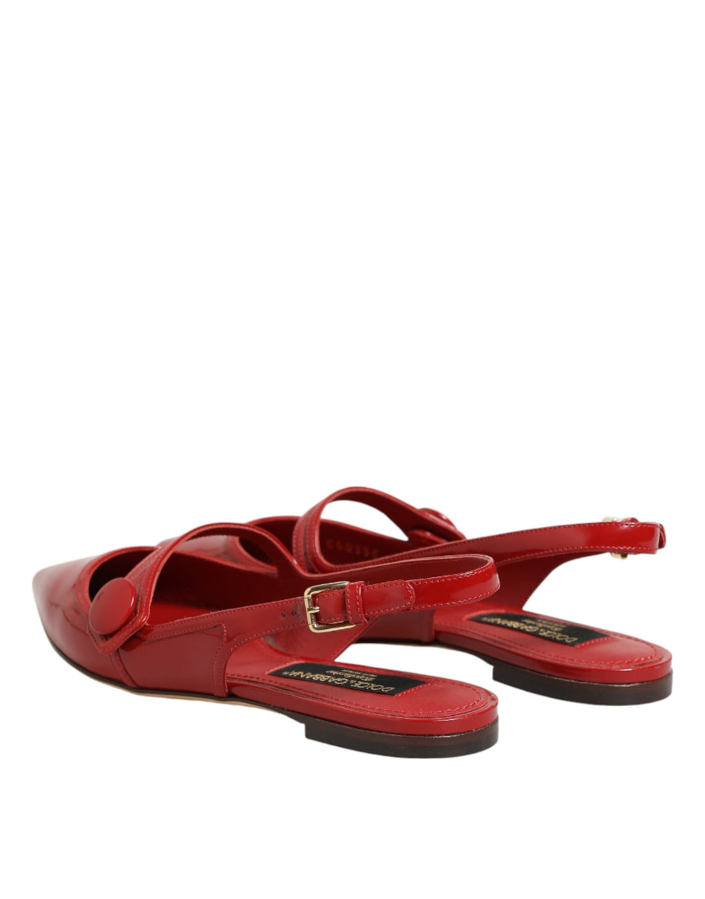 Dolce & Gabbana Rote Leder-Slingback-Ballerinas