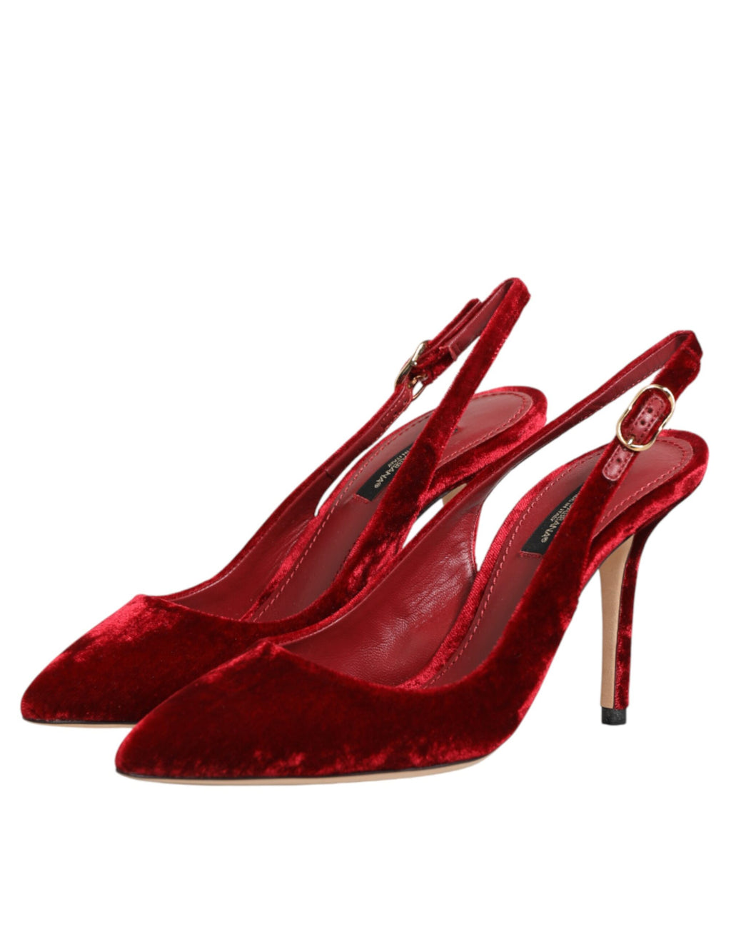 Dolce & Gabbana Red Suede High-Heel Slingback Sandals