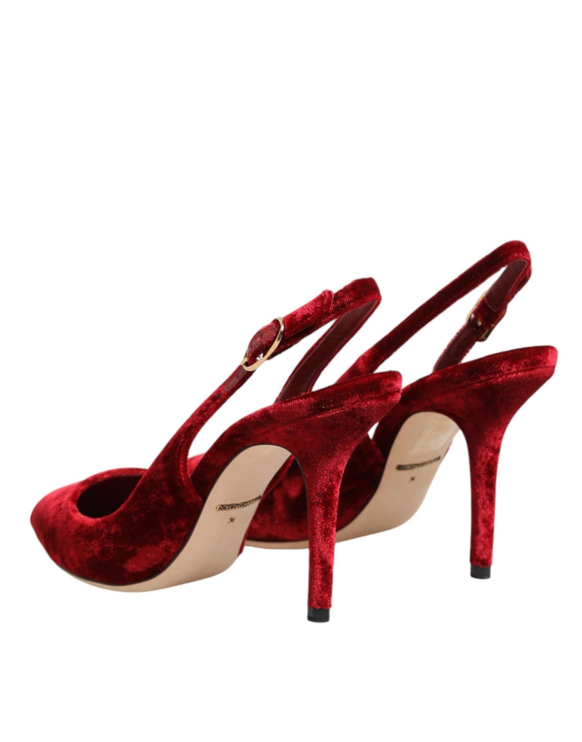 Dolce & Gabbana Red Suede High-Heel Slingback Sandals