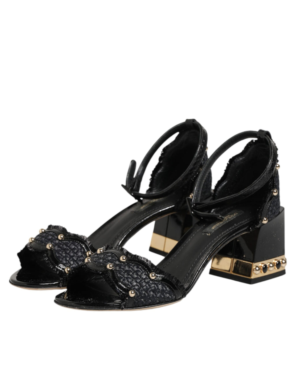 Dolce & Gabbana Schwarze Sandalen mit Nieten und Knöchelriemen