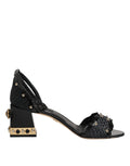 Dolce & Gabbana Schwarze Sandalen mit Nieten und Knöchelriemen
