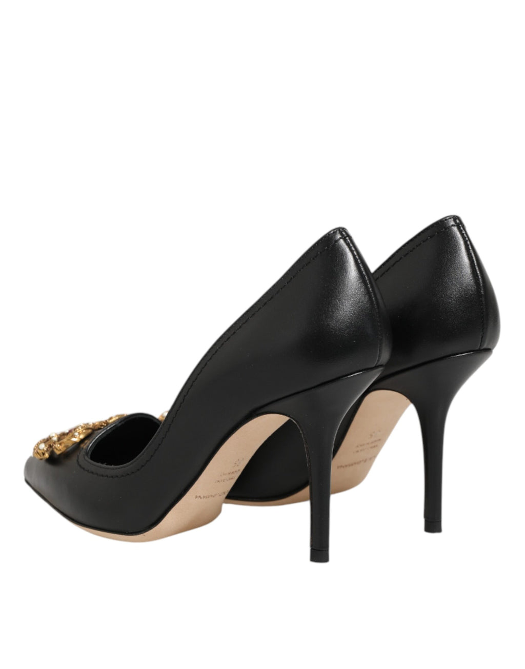 Dolce & Gabbana Black Leather Pumps with DG Amore Heel