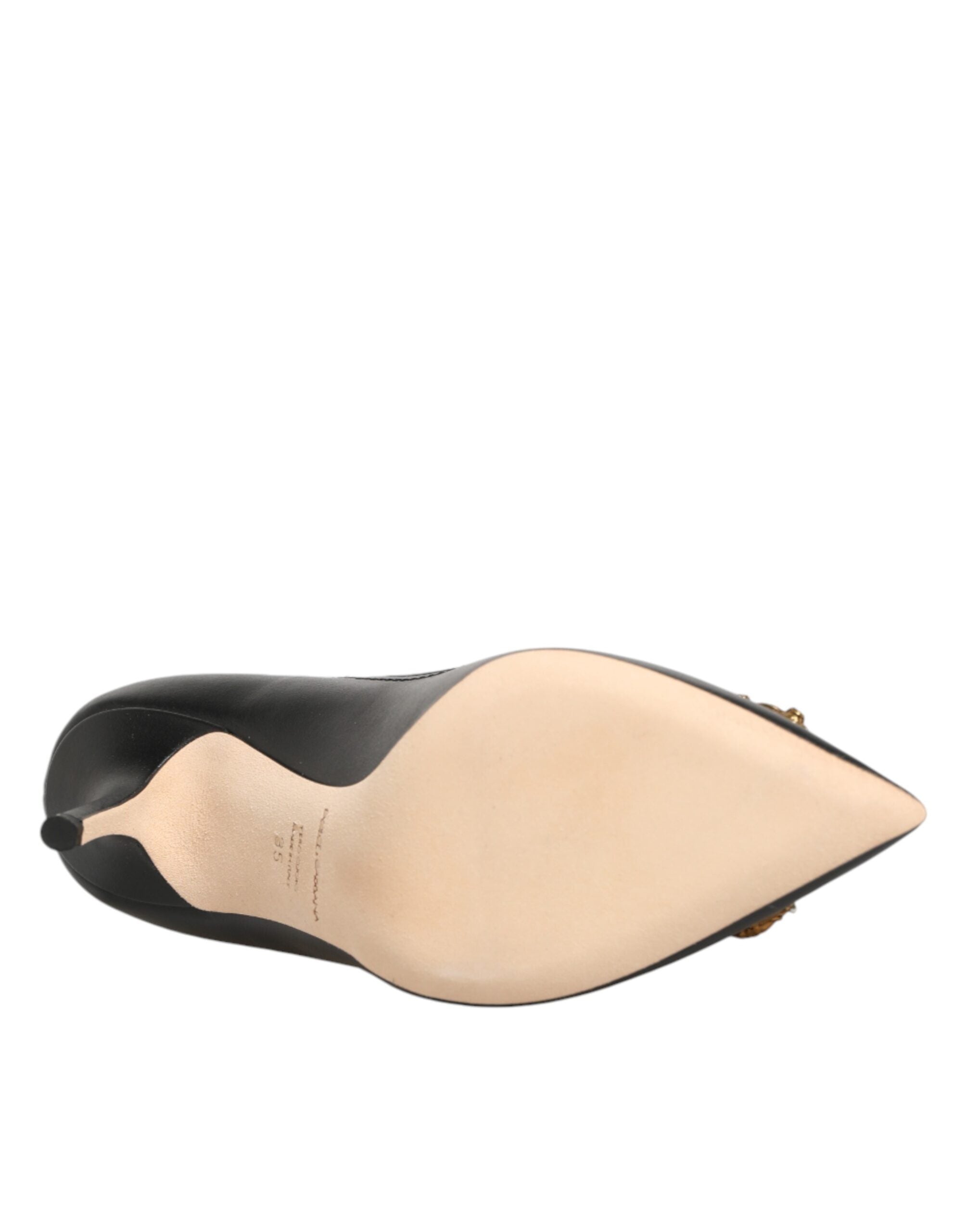Dolce & Gabbana Black Leather Pumps with DG Amore Heel