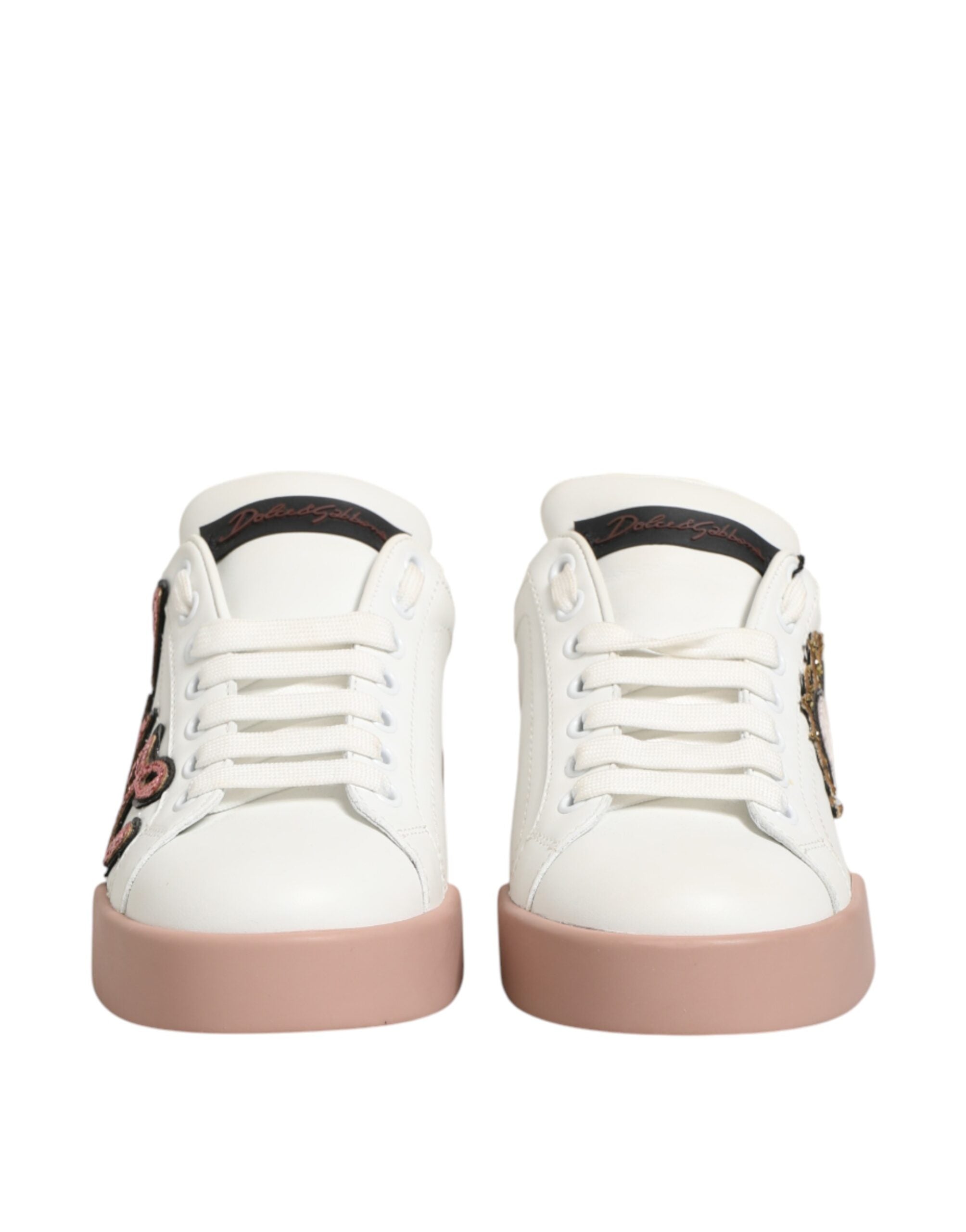 Dolce & Gabbana Weiße Leder-Sneaker mit Herz-Motiv