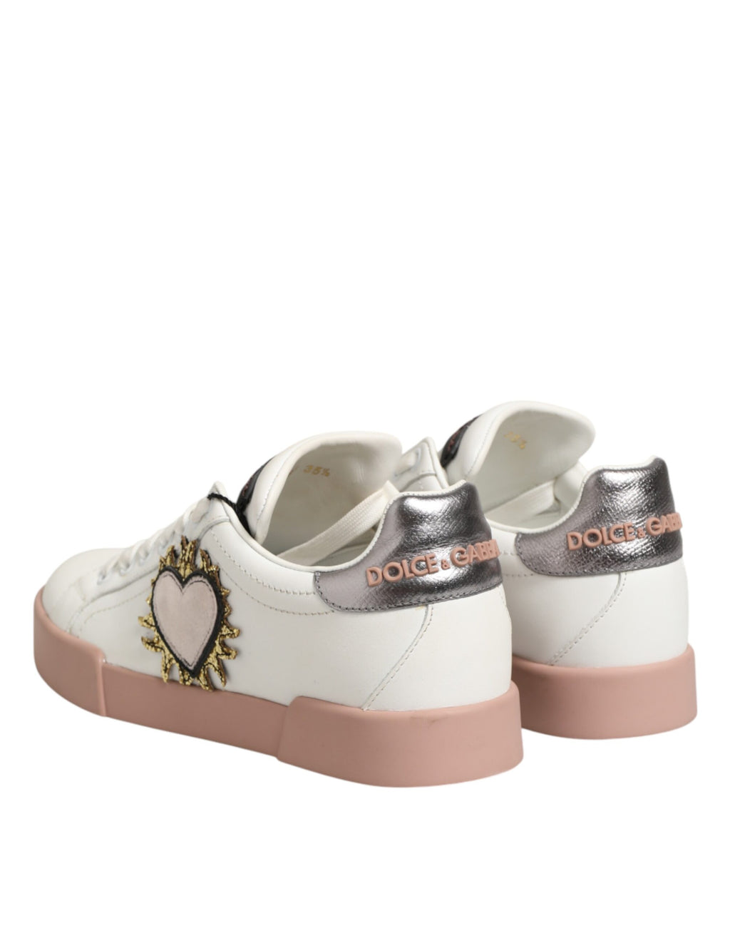 Dolce & Gabbana Weiße Leder-Sneaker mit Herz-Motiv