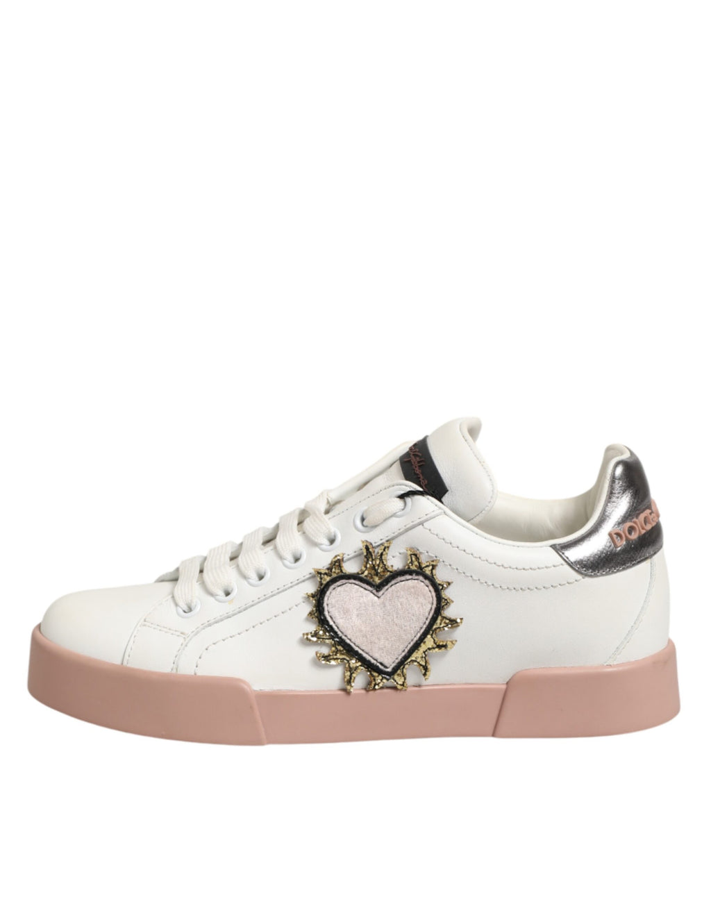 Dolce & Gabbana Weiße Leder-Sneaker mit Herz-Motiv