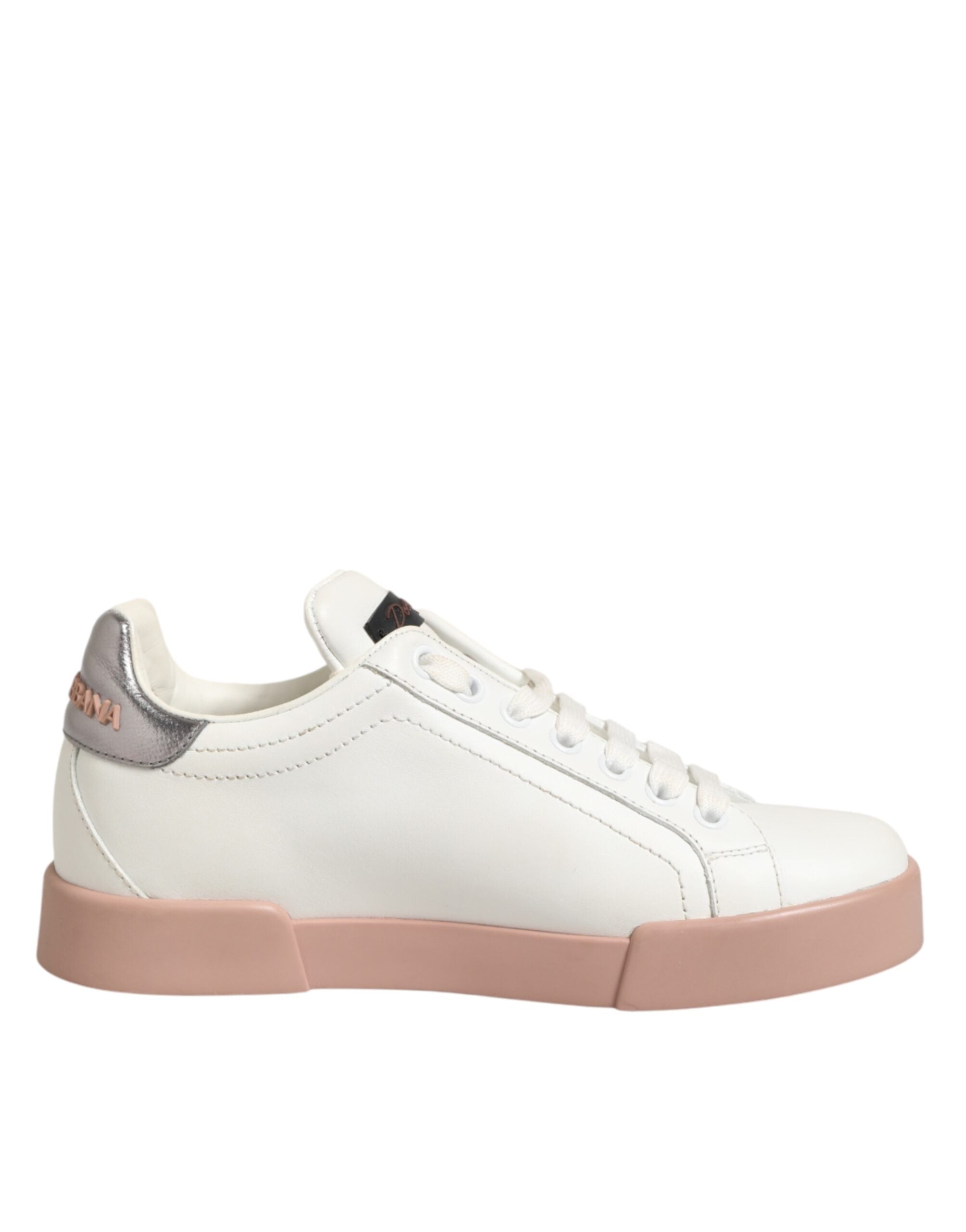 Dolce & Gabbana Weiße Leder-Sneaker mit Herz-Motiv