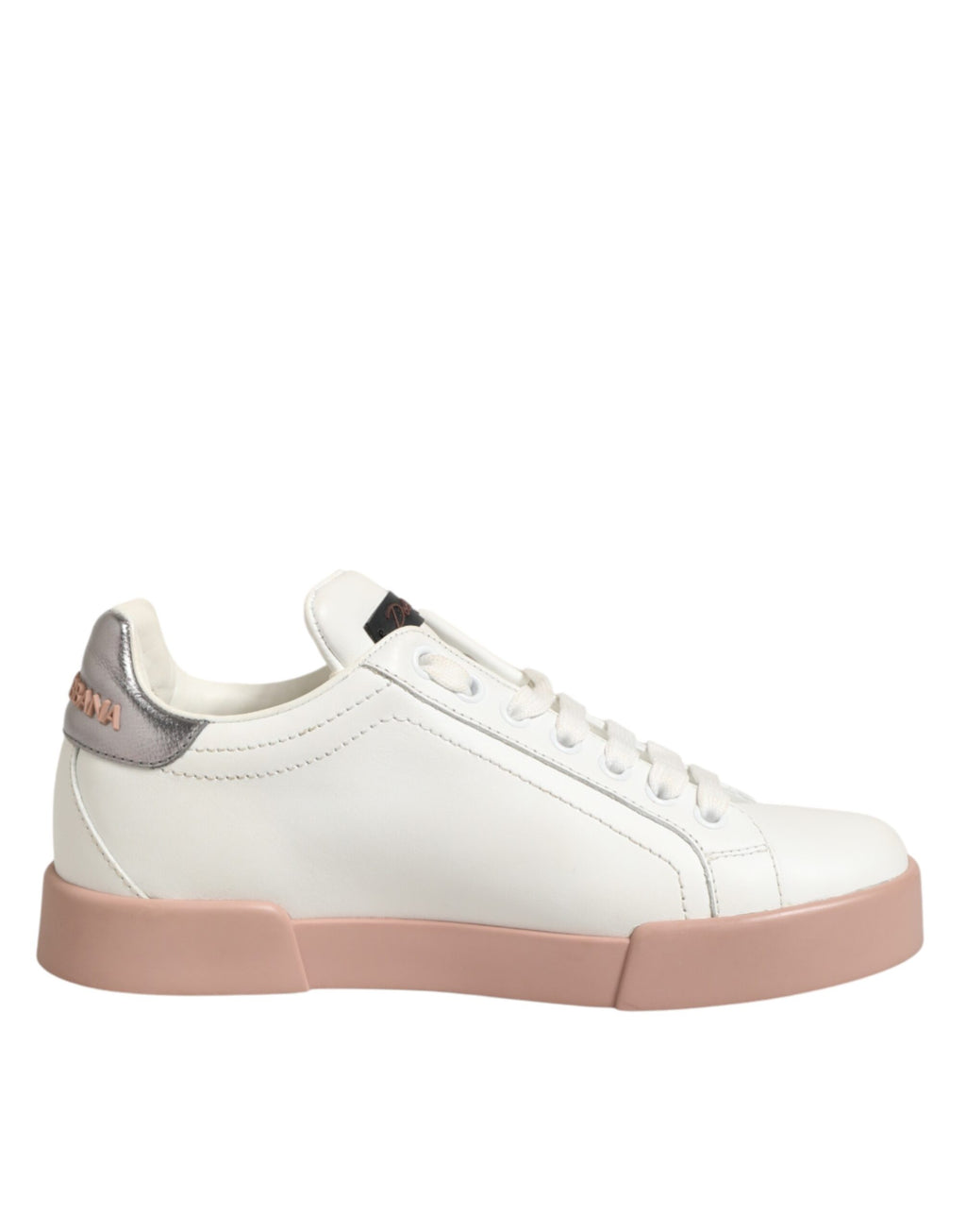 Dolce & Gabbana Weiße Leder-Sneaker mit Herz-Motiv